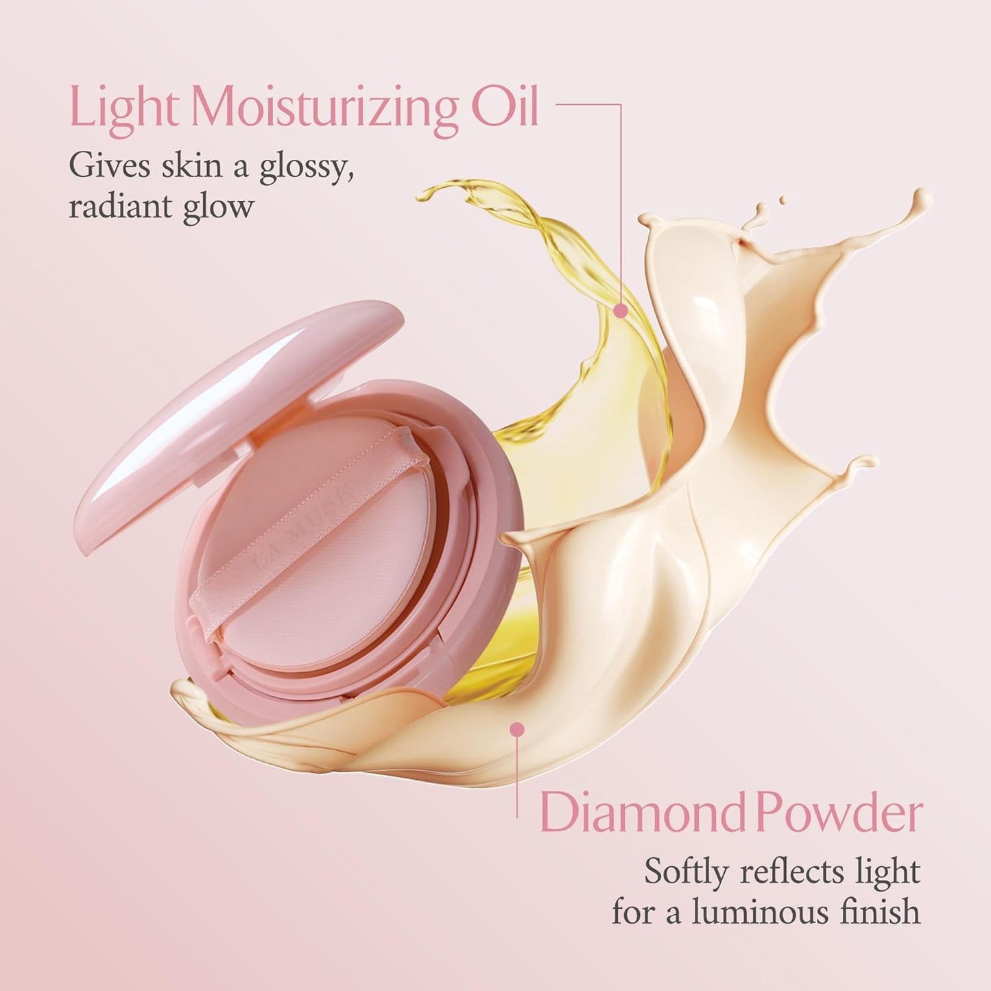 LA MUSE Glow Cushion Foundation No.22 Neutral Beige | Refill Only(13g / 0.46 Ounce) with Water Drop Shape Puff | Easy Application | Perfectly, Seamlessly Covers Difficult Areas Like Nose, Around Eyes