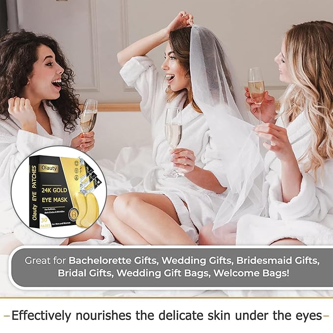 Eakroo 30 Pairs Golden Under Eye Patches, 24k Gold Under Eye Mask Eye Patches for Puffy Eyes, Eye Masks for Dark Circles and Puffiness, Reduces Wrinkle, Fine Lines and Eye Bags, Nourish Skin