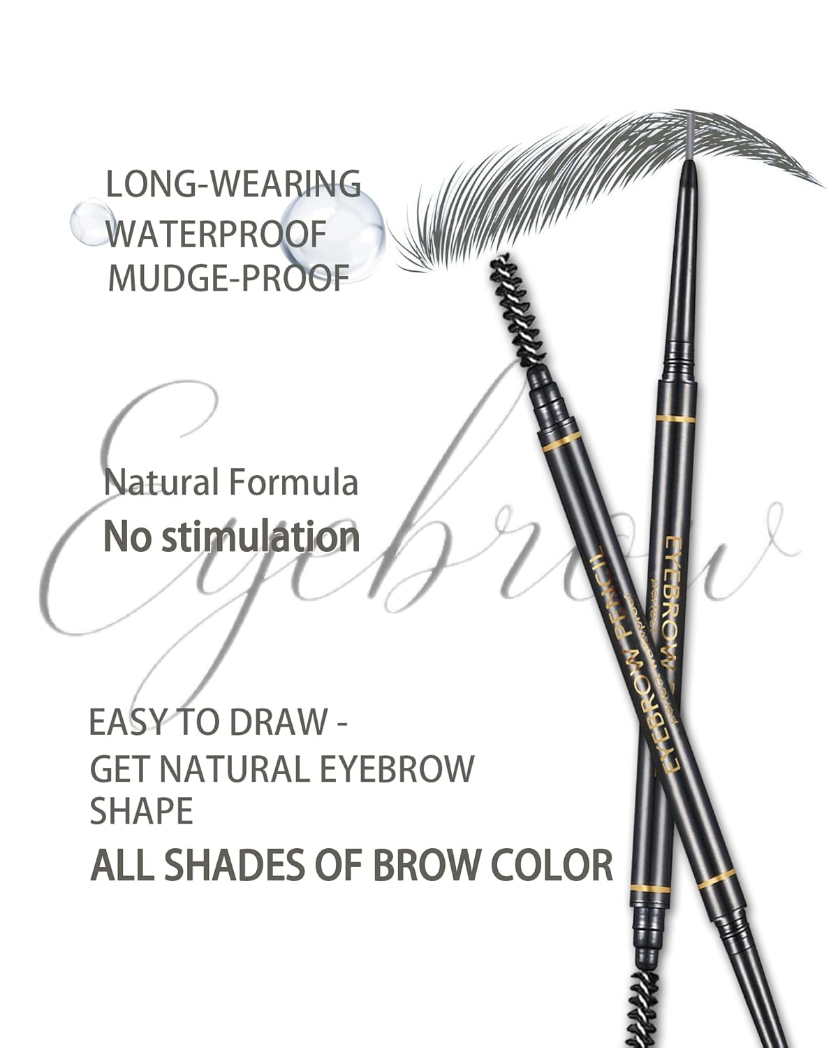Gray Eye Brow Pencils for Women, 6Pcs Waterproof Eyebrow Pencil, 1.5mm Micro-Fine Tip & Spiral Brush with Brow Razors Perfect for Creating a Natural and Delicate Eyebrow Look Makeup