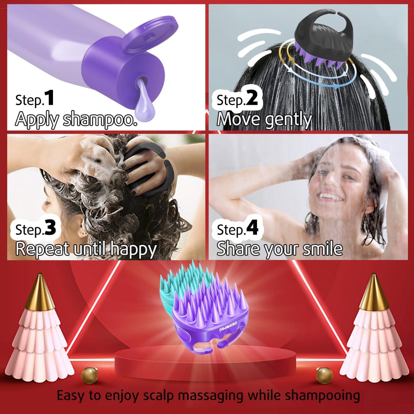 Cbiumpro 2-Pack Scalp Massager Shampoo Brush, Ultra Soft Silicone Scalp Scrubber Exfoliator Brush for Hair Growth & Dandruff Removal - 100% Fit All Hair Types