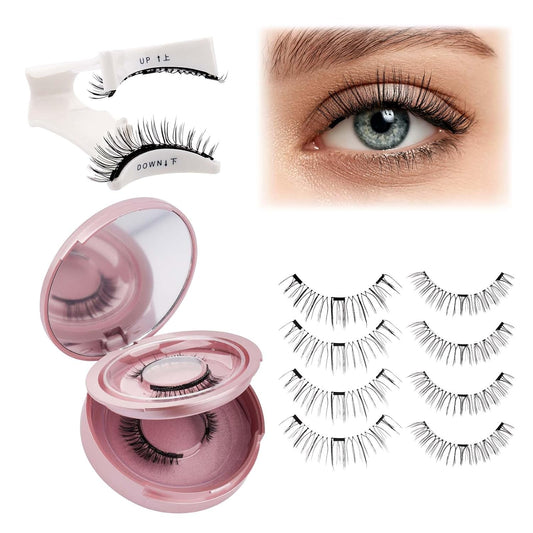 2 Pairs Magnetic Eyelashes with Applicator Waterproof Magnetic lashes Natural Look Reusable Eyelashes Easy to Wear and Remove No glue needed (R3+A05)