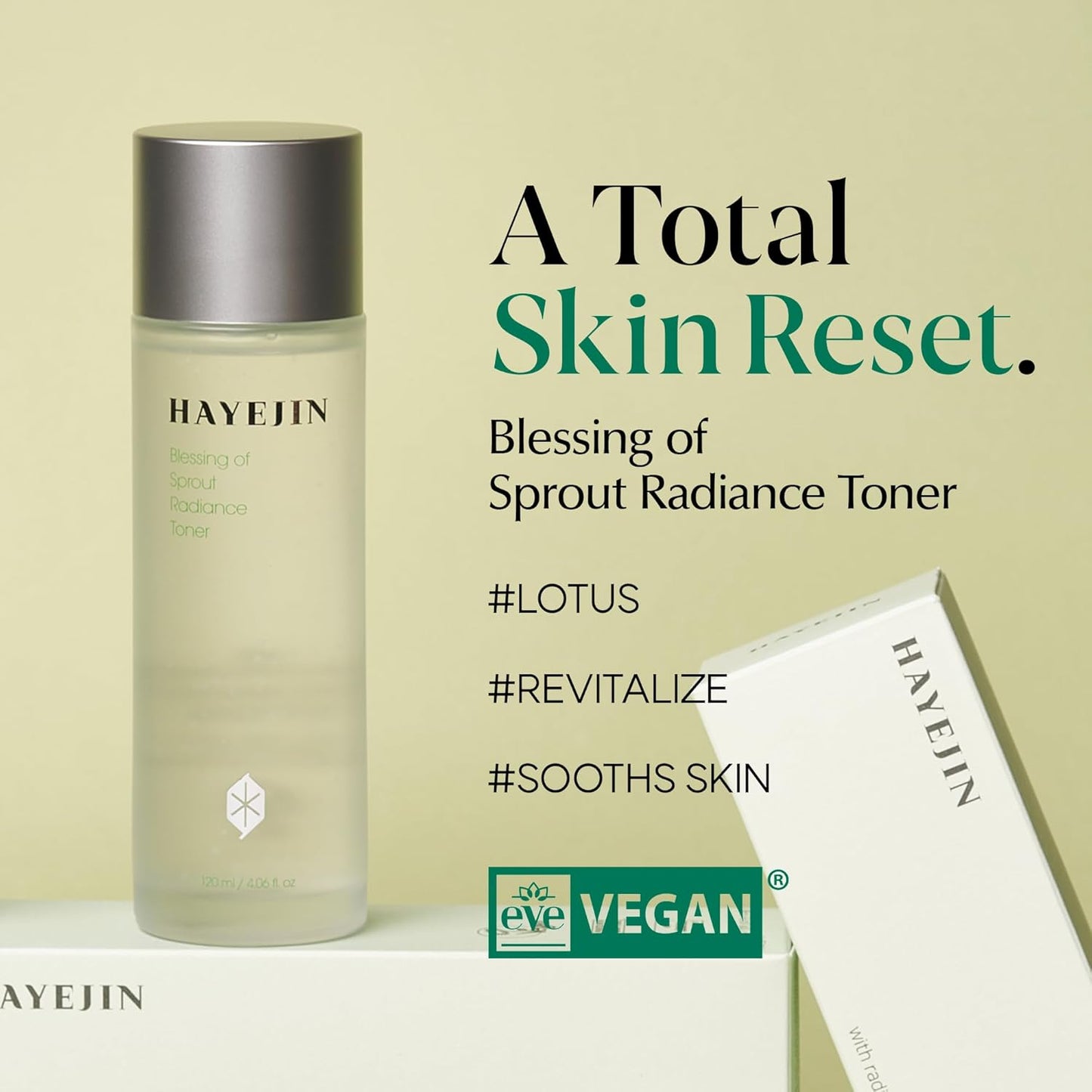 HAYEJIN Blessing of Sprout Radiance Toner | Korean Skin Care Toner for Face w/Radiance Capsules | Hydrating Toner for Dry Sensitive Skin | Glow Brightening Toner (Pack of 1, 4.06 Fl. Oz)