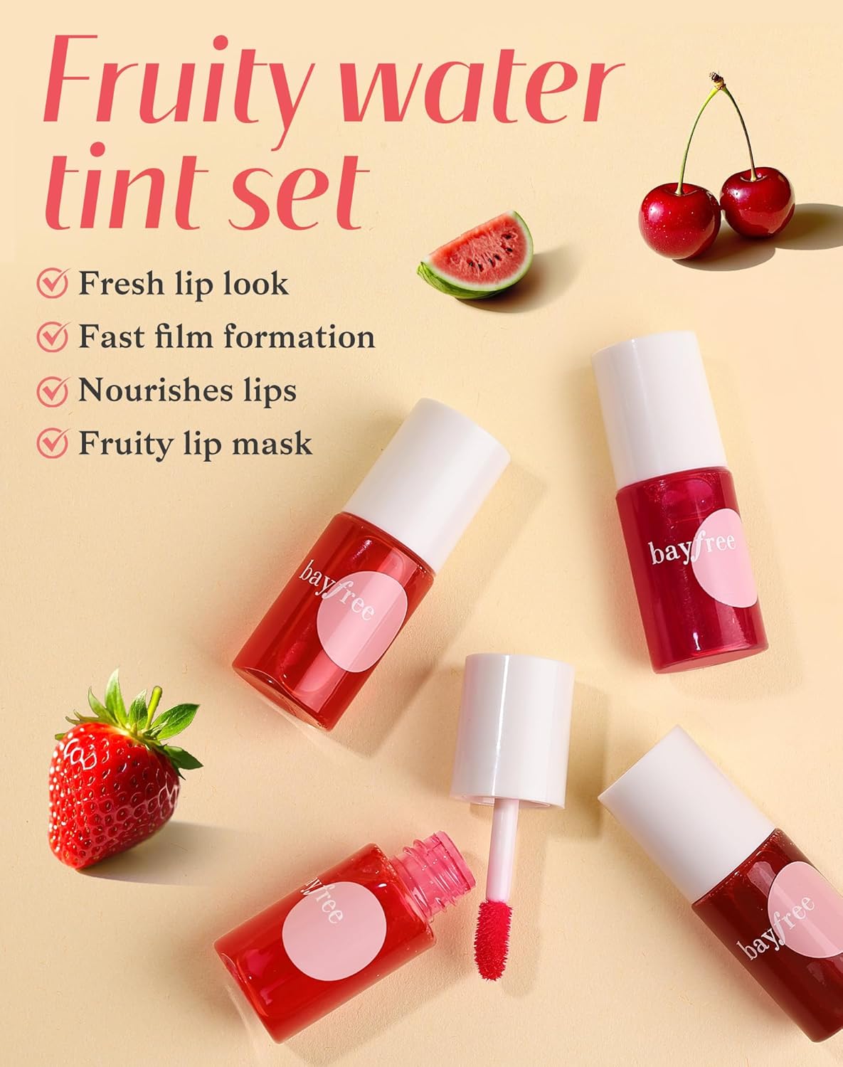 Lip Tint Stain Set, Lip Stain Long Lasting Lightweight Waterproof, Transfer-Proof, Non-sticky, Lip Makeup Matte Finish
