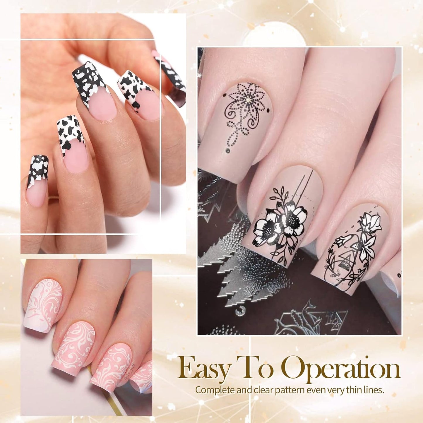 Born Pretty Nail Art Stamping Polish White Black Manicure Image Stamp Polish Set Print Polish Varnish 2 Bottles