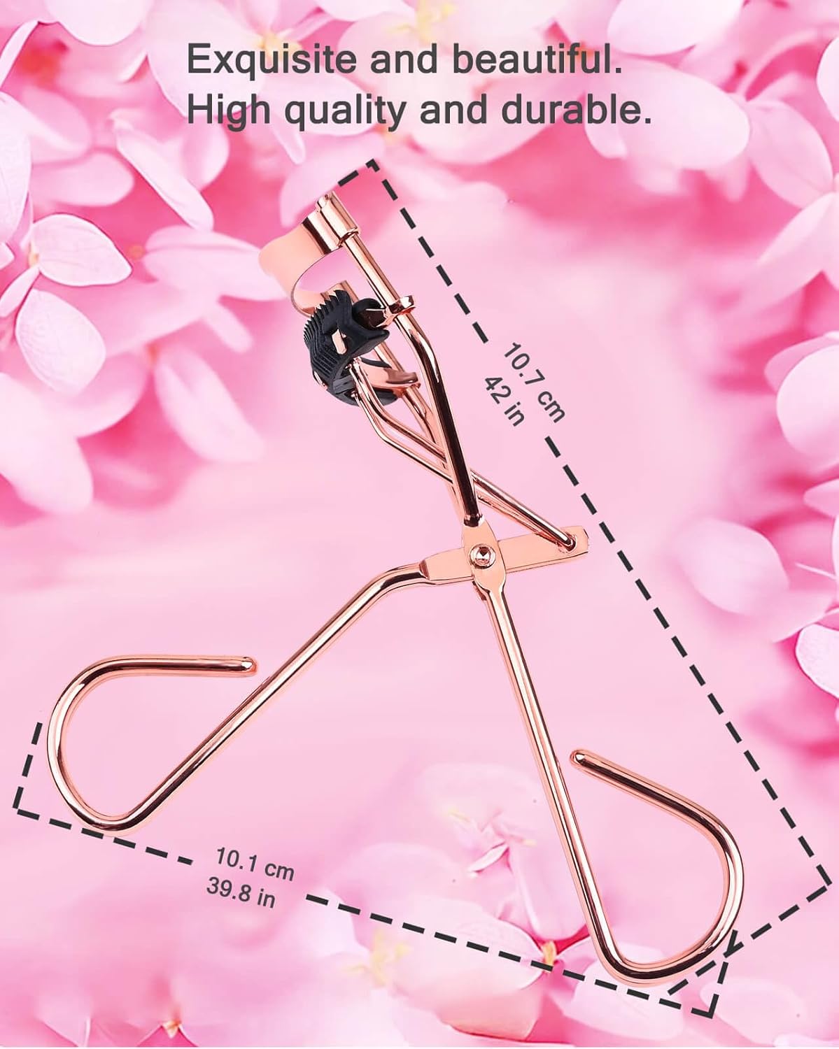Eyelash Curlers with Comb IMMER LIEBEN Fashion Cute Eye Lash Curler with 3 Combs, 3 Refill, 10 Seconds for Long-Lasting Curl Rose Gold