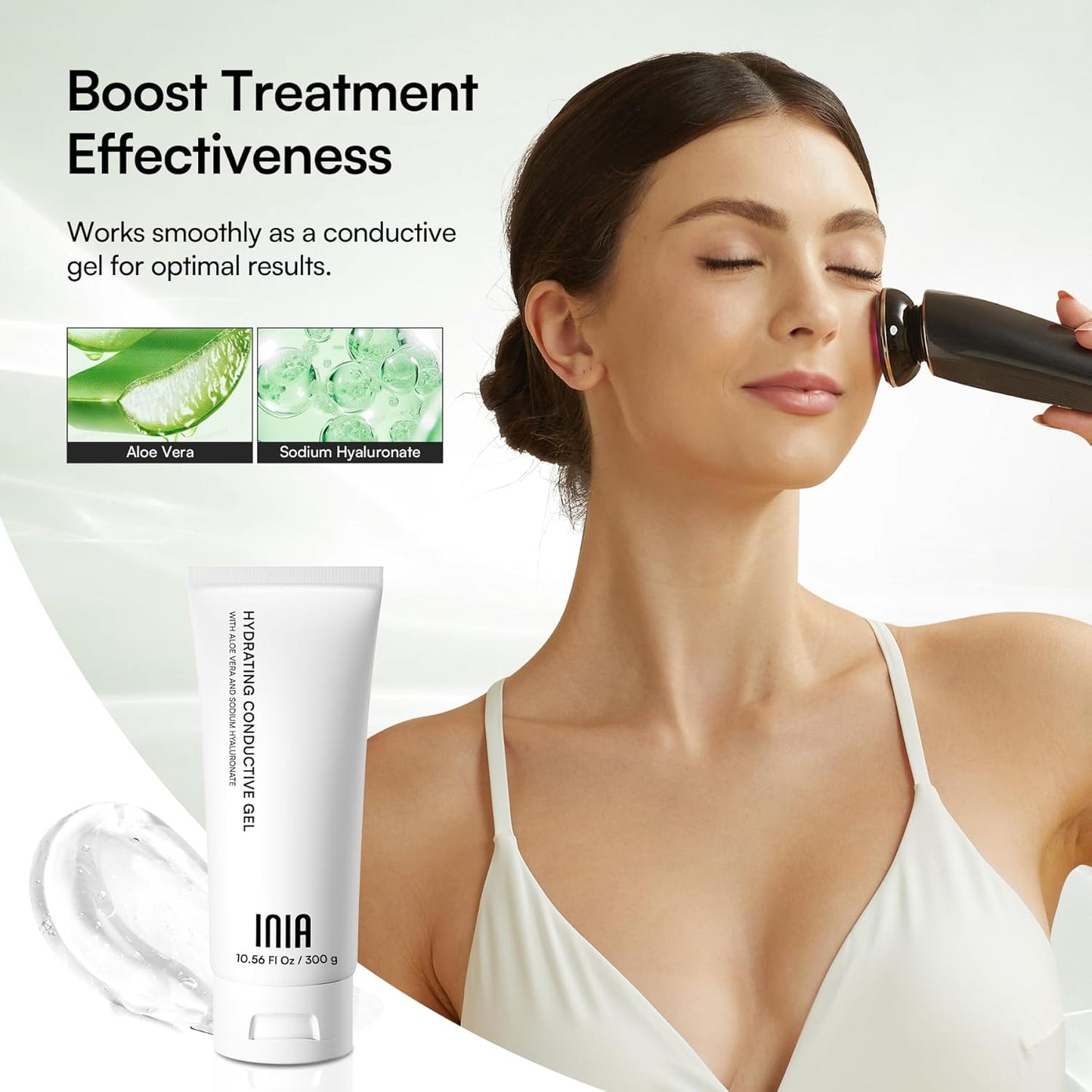 INIA 3-in-1 Red Light Therapy for Face and Neck, Skin Tightening Device True Beauty Glow Facial Massager for Skin Care, Effective Wrinkle Reduction Anti-Aging with Lifting, Tightening, Infusing