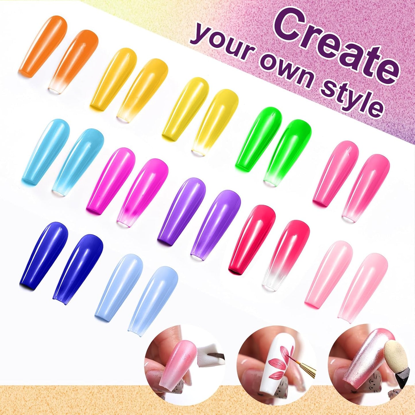 Gradient Painting Gel,12 Ombre Gel Nail Polish Kit with 100Pcs Nail Sponges & Tweezers Bright Color for Pigment Pat Nails French Manicure, Long-lasting Palette Mojito Sunrise Canvas