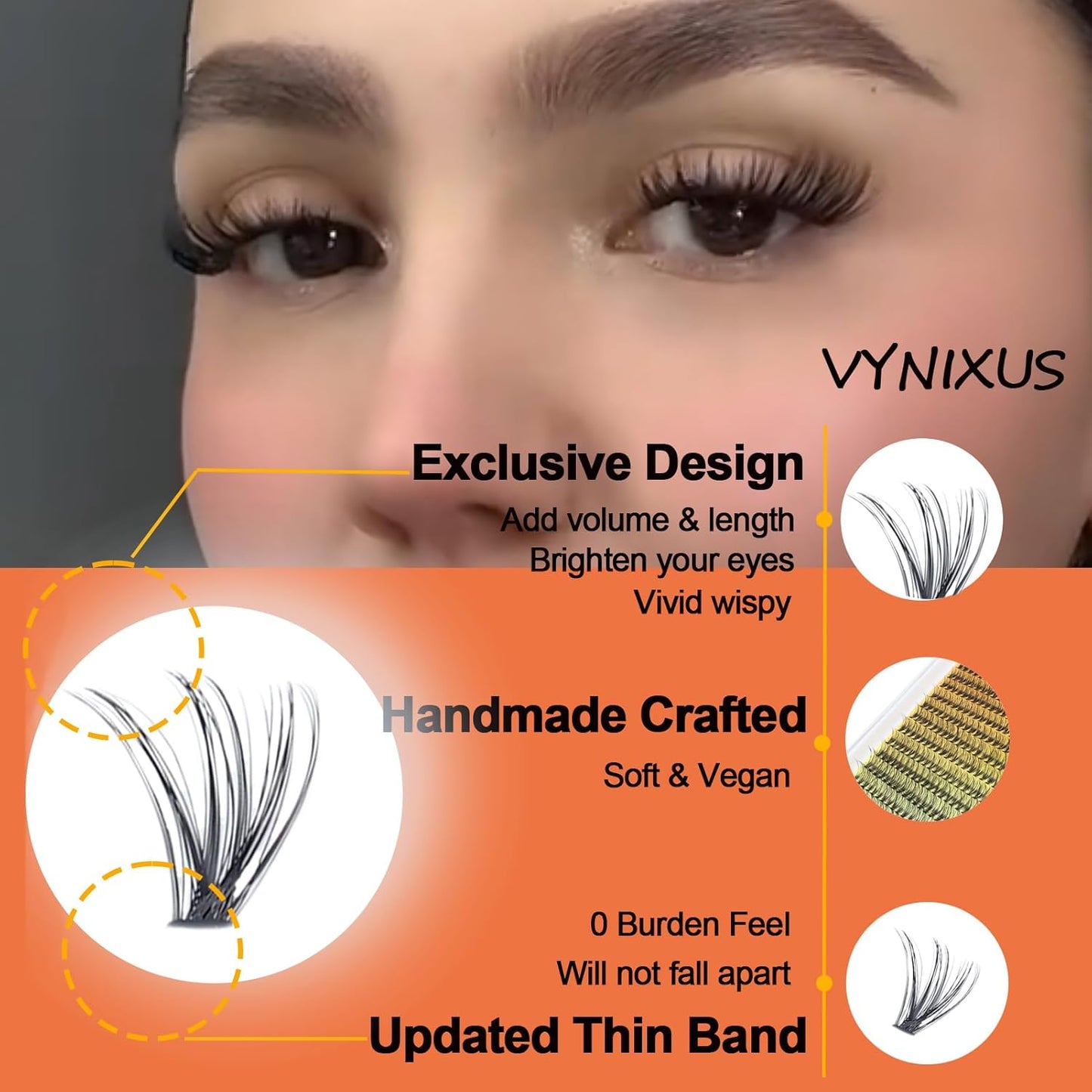 Lash Clusters 280pcs Individual Lashes Mixed Tray Eyelash Clusters VYNIXUS Cluster Eyelash Extensions Natural Cluster Lashes Soft (30D/40D-0.07D-Mix8-14)