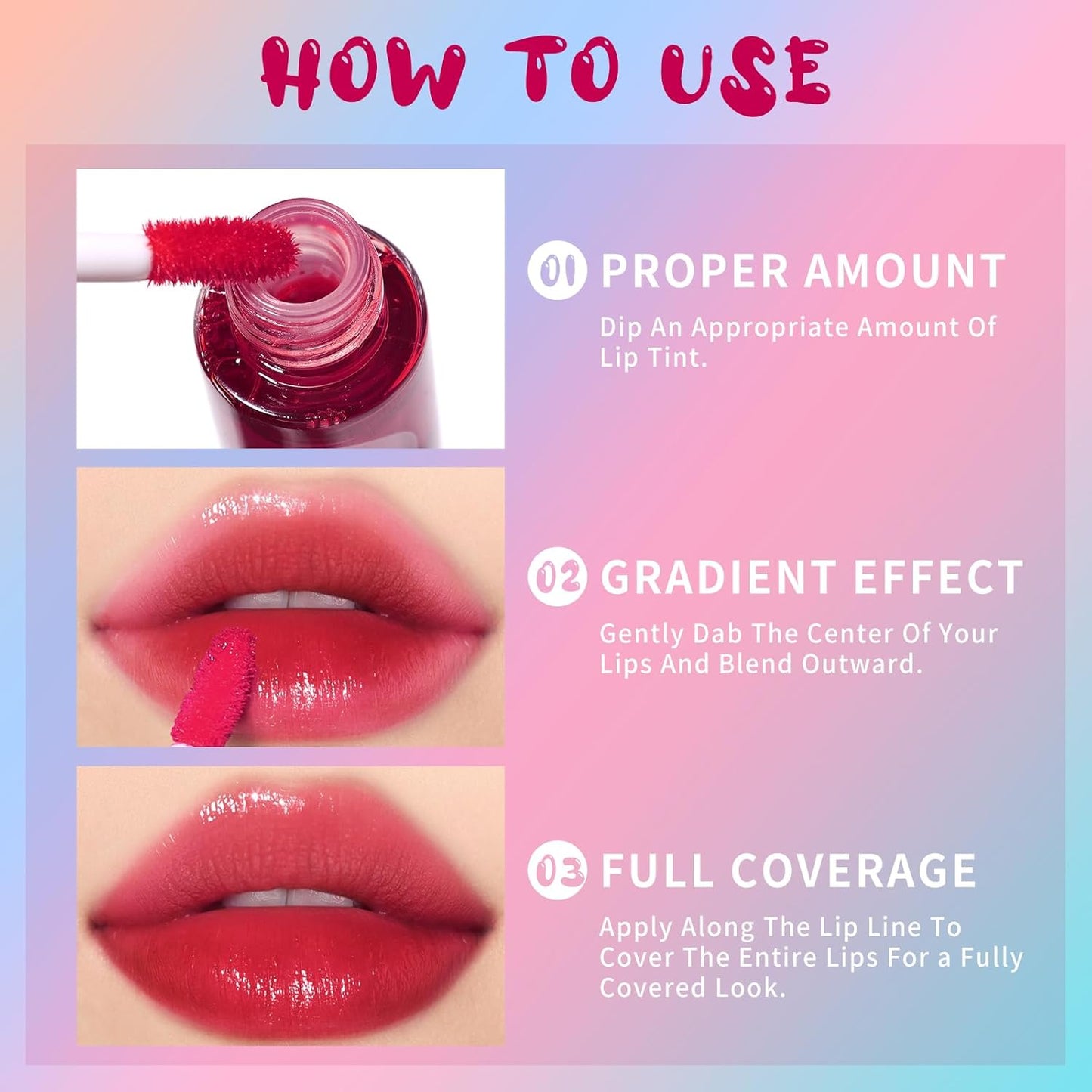 Lip Tint Stain, Long Lasting Korean Lip Stain Set, Non-sticky Waterproof Lightweight Lip and Cheek Tint, Moisturizing High Pigment Water Tint, Matte Finish Lip Tint