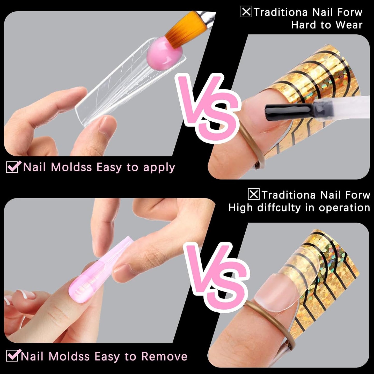 120 Pcs Poly Extension Gel Dual Nail Forms Nail Molds With Scale Builder Coffin Nail for Gel Manicure Nail Art Design Salon DIY at Home (Long Ferrari Dual Nail Forms Set)