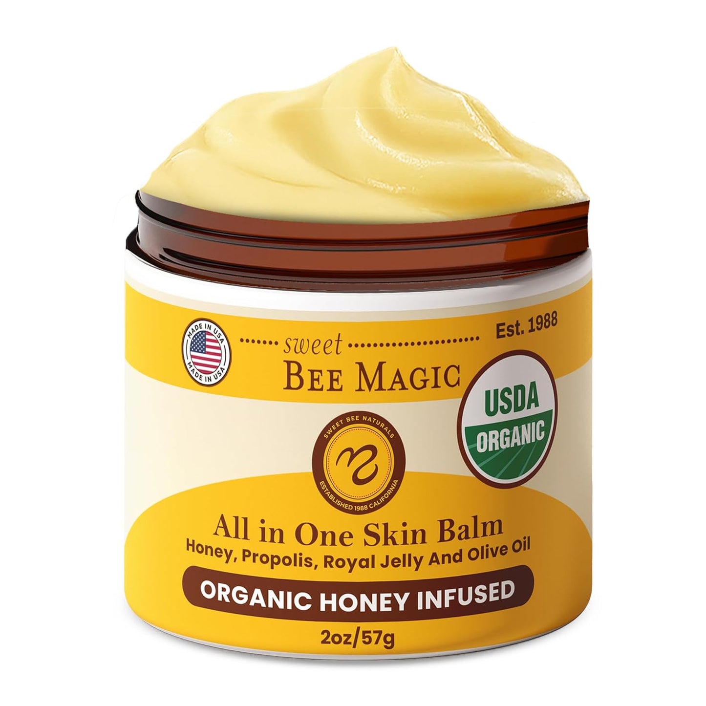 Sweet Bee Naturals - Sweet Bee Magic, All In One Healing Skin Cream. Organic Skin Balm, Small Batch Crafted in USA, 4 Ounce Jar. Certified Organic, 2-4 Ounce Jars (8 Ounce)