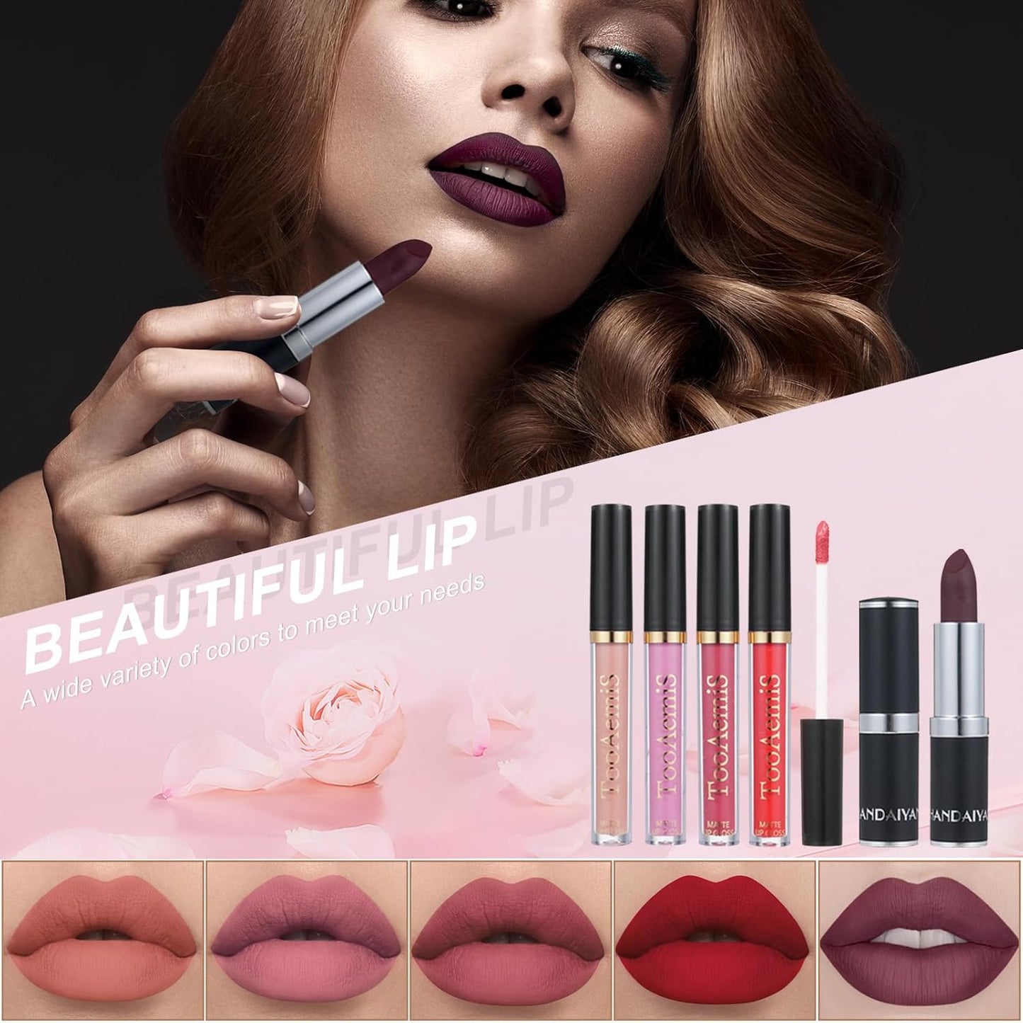 All in One Makeup Kit Makeup Kit for Women Full Kit Multipurpose Makeup ，eyeshadow、 liquid foundation,Loose powder,Eyebrow pencil,4-color lip gloss set