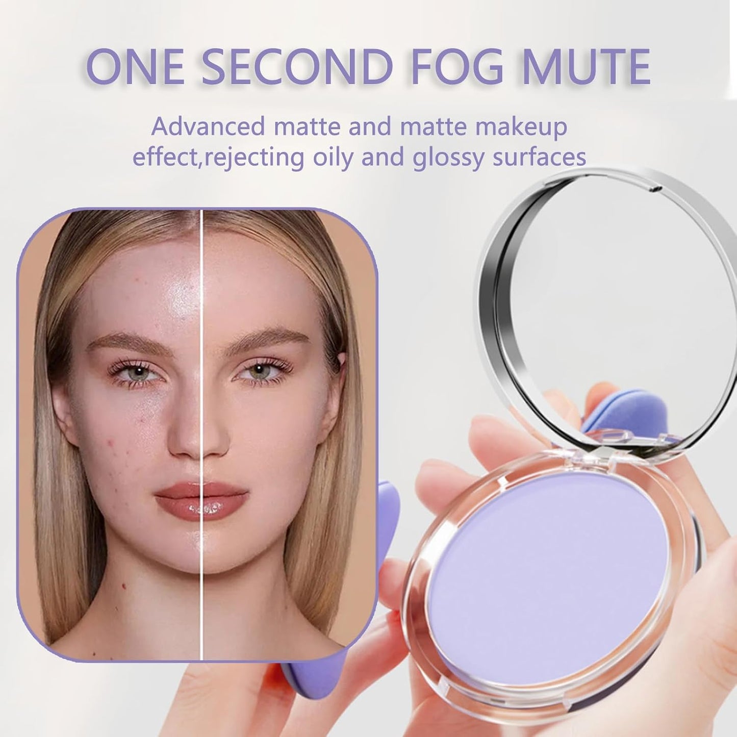 Chillab Lavender Matte Powder,Matte Oil Control Face Pressed Powder,Face Setting Powder with Mini Powder Puff for Silky Flawless Long-Lasting Lightweight Skin-friendly Face Cosmetics (Lavender)