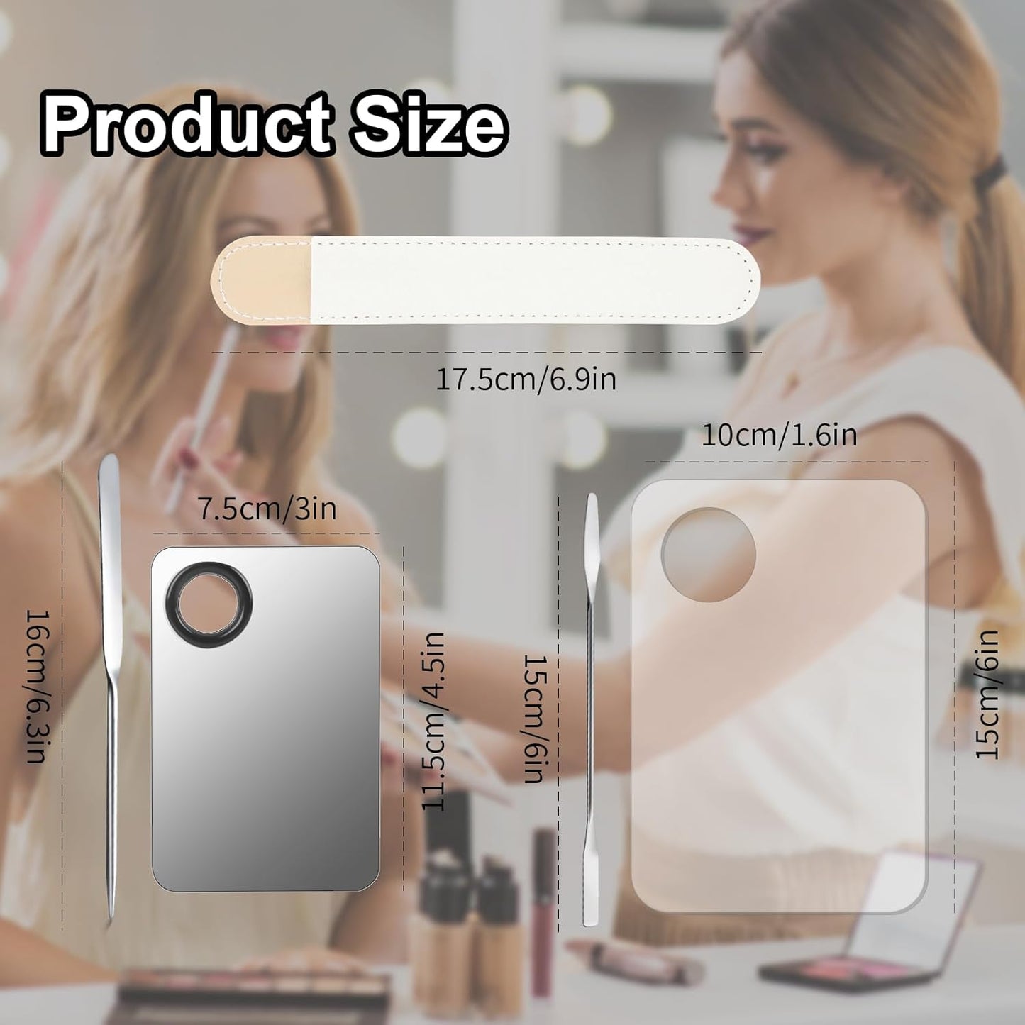 5pcs Makeup Spatula Korean Set,Including Foundation Spatula Makeup Korean Stainless Steel Makeup Palette Acrylic Cosmetic Palette,Makeup Mixing Palettes Cosmetic Spatula Tool (Transparent+metal)