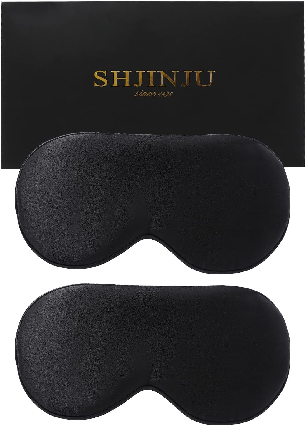 2-Pack 100% Real Natural Silk Eye Mask, Silk Sleeping Mask, Shade Puffy Eye Gift with Adjustable Straps, Sleep Eye Mask, SHJINJU Eye Mask Shade (Black and Black)