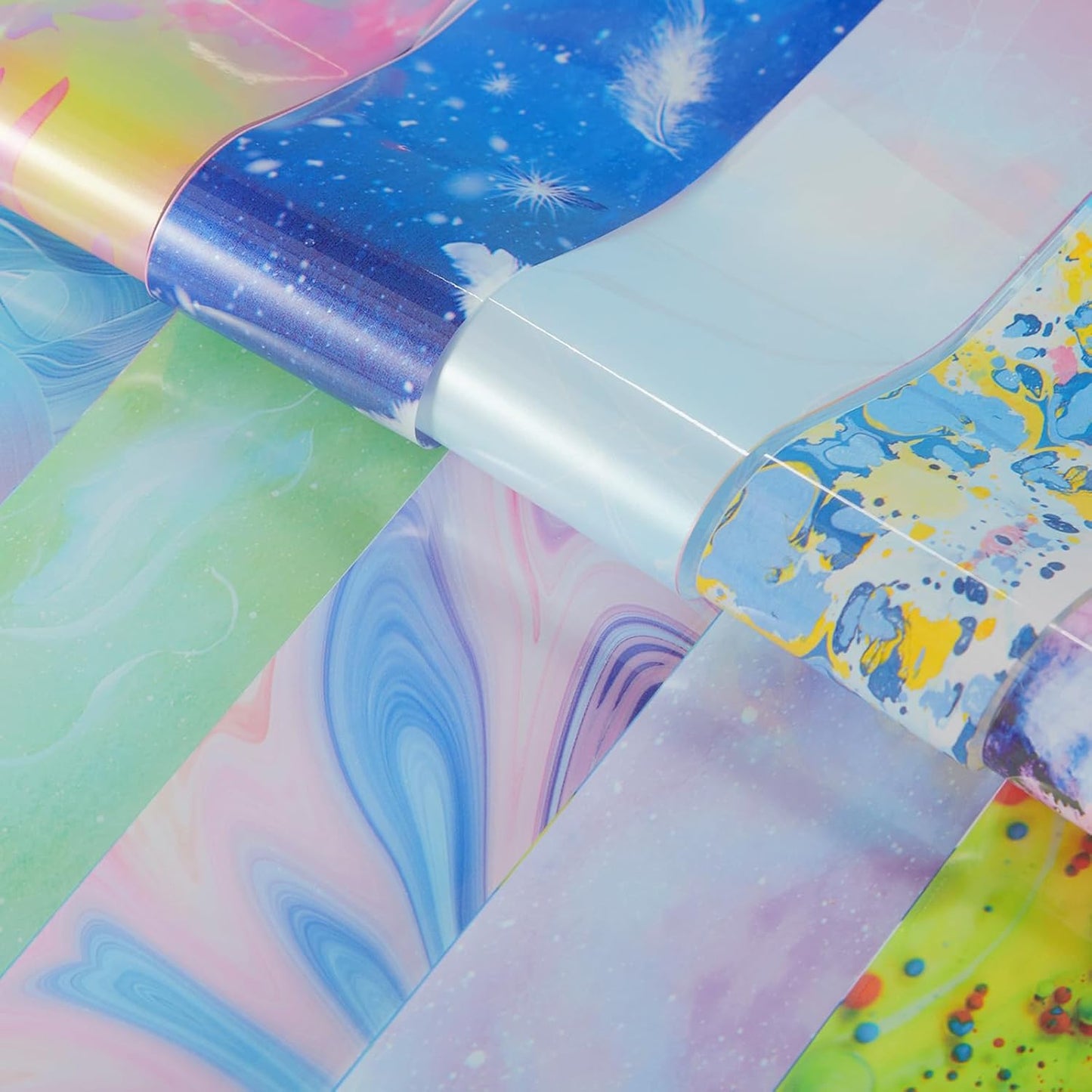 JERCLITY 300 Sheets Nail Foil Transfer Nail Art Stickers Set Nail Foil Transfer Sheets Marbling Starry Sky Leopard Print Aurora Iridescence Gradient Patterns for Women