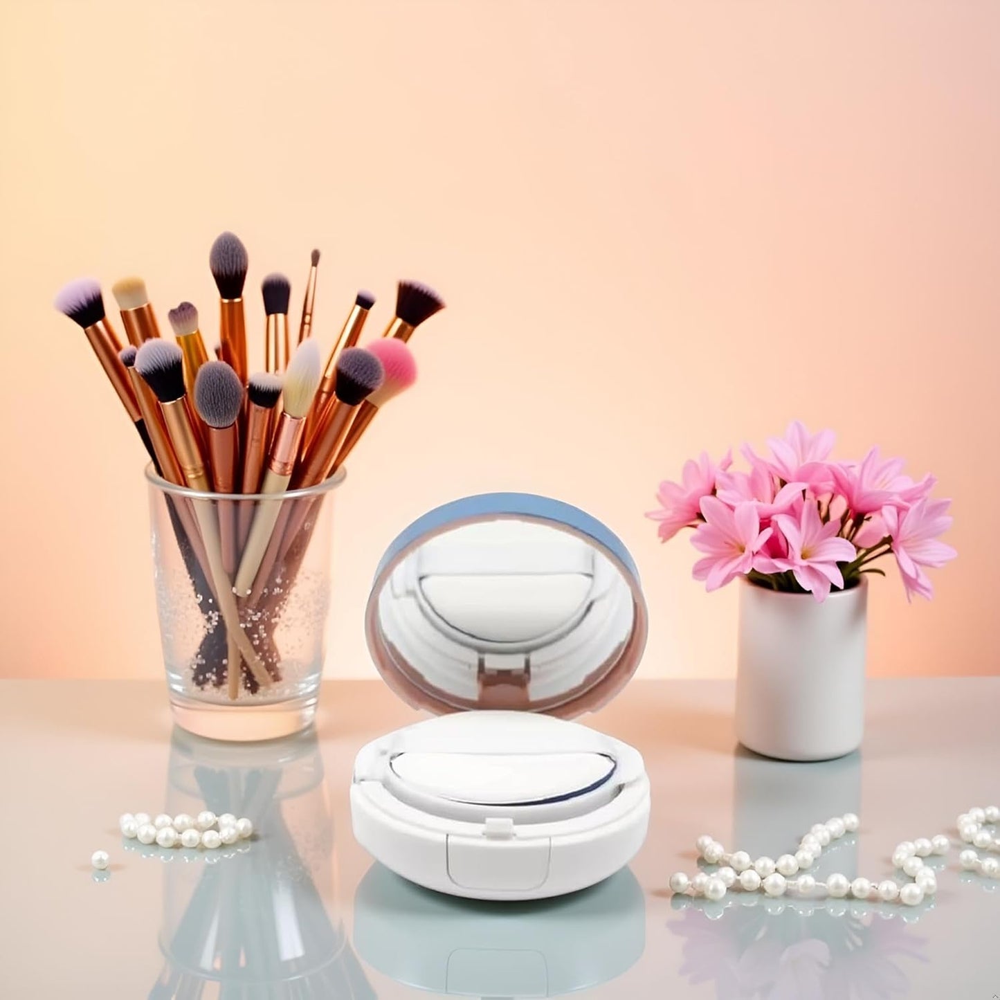 15g Gradient Color Empty Air Cushion Puff Case Container Liquid Foundation Compact Container BB CC Cream Box Makeup Cosmetic Cream Case with Powder Puff, Makeup Tools