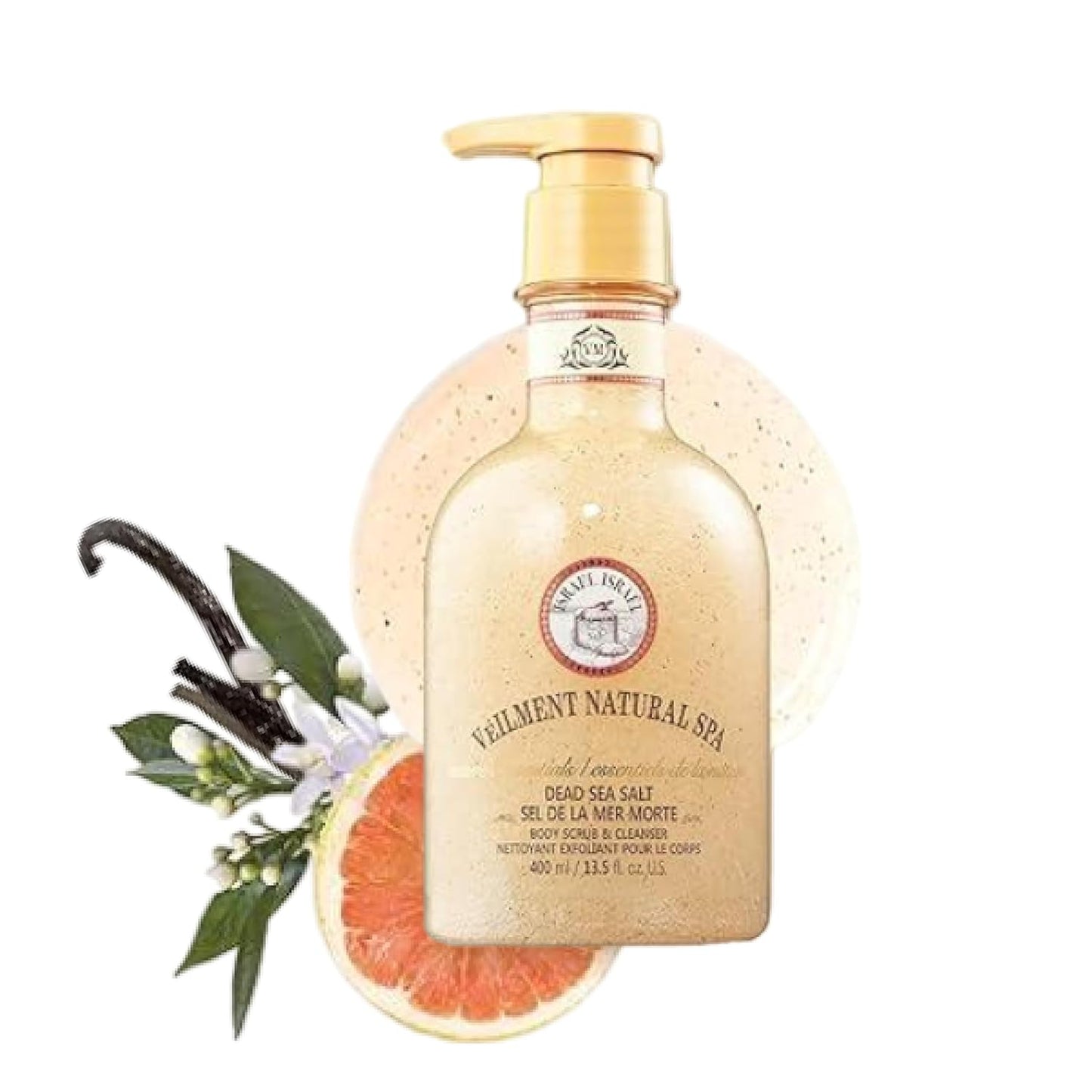 NATURAL SPA DEAD SEA SALT 2-in-1 BODY WASH & BODY SCRUB(13.53fl.oz) - Natural Exfoliating Salt Scrub for Deep Cleansing - Effective on Scars & Wrinkles - Moisturize Skin Polishes