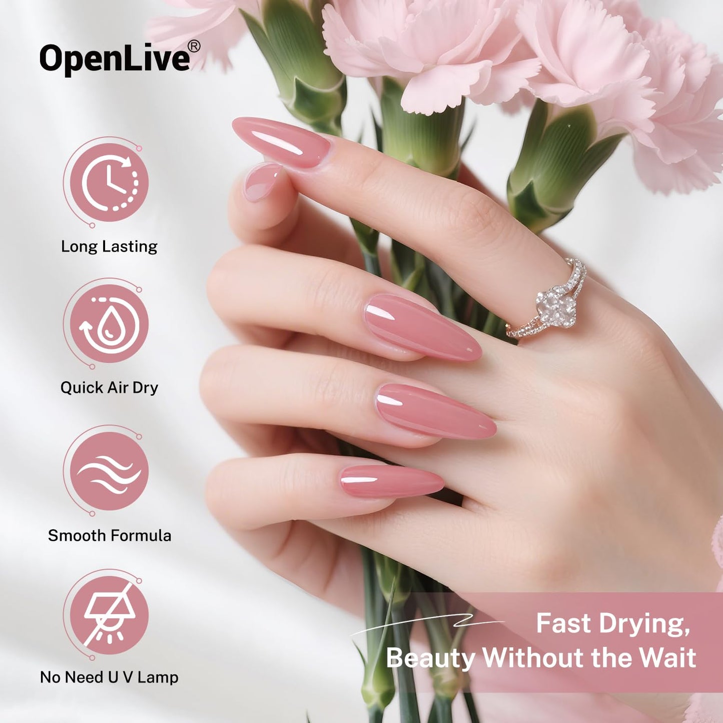 16.5ml Dusty Rose Nail Polish Large Volume Quick Drying Light Pink Nail Polish, Fast Drying and Long Lasting Color Nail Art DIY Home Manicure Gift for Women