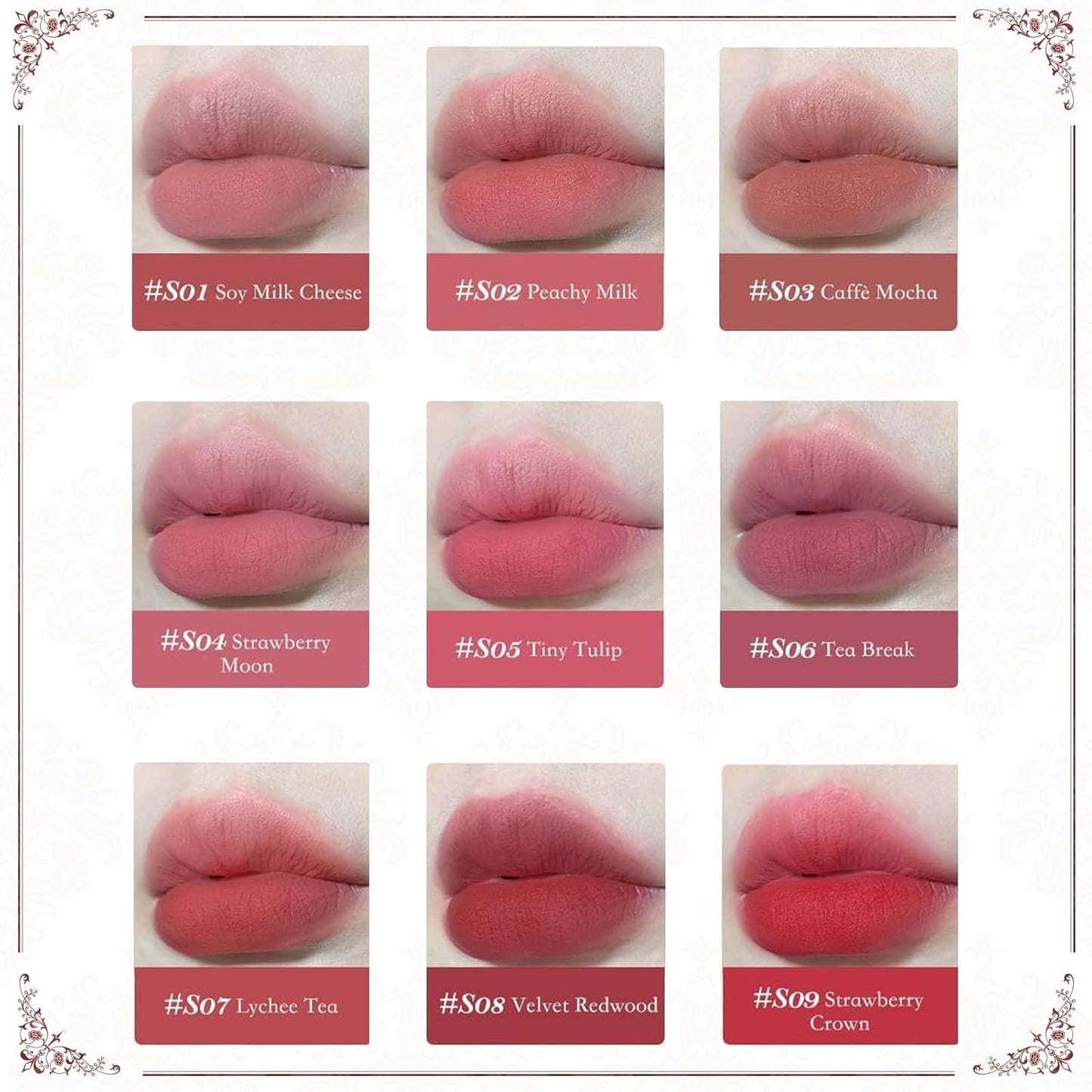 Flower Knows Strawberry Rococo Cloud Lip Cream,Velvety Matte Liquid Lipstick,Pink Lipstick,Long Lasting Lip Stain,Kiss-proof Blurred Lipstick for Girls&Women,0.12 Fl Oz(S06 Tea Break)