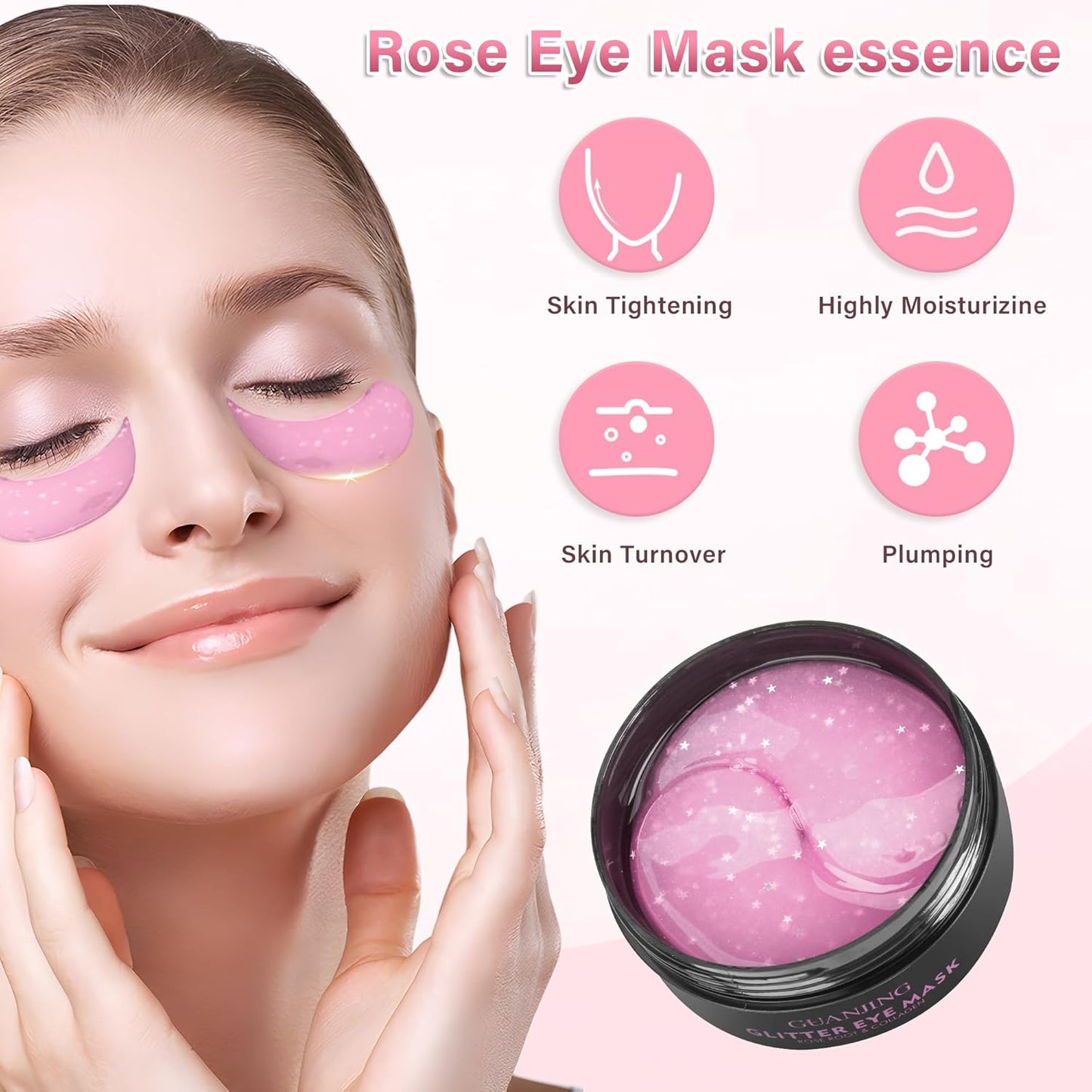 Caffeine Under Eye Masks for Dark Circles (60 Pairs),Puffiness and Eye Fatigue,Shimmering Eye Masks with Hyaluronic Acid Niacinamide, For Women and Men,Anti-Aging Eye Masks