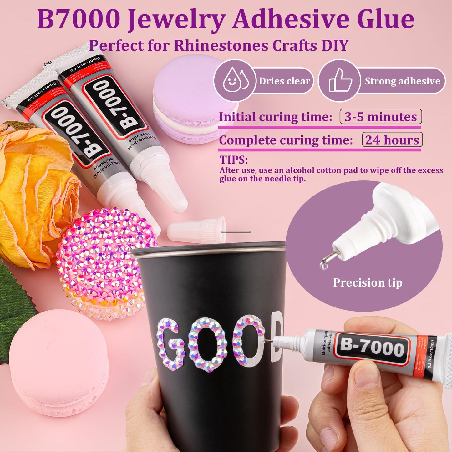 30000Pcs Lavender Purple AB Rhinestones for Bedazzling with B7000 Jewelry Glue, Bedazzler Kit Flatback Gems, Resin Rhinestones for Crafting Crafts Clothing Shoes Nail Art Assorted Size 2/3/4/5/6mm