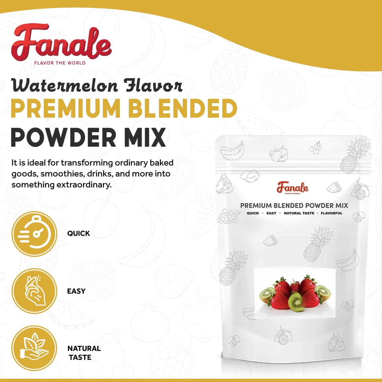 Fanale Premium Watermelon Bubble Tea Flavoring Powder | Perfect for Baking, Smoothies, Desserts and Drinks | Instant Flavoring Powder for Boba Milk Tea - 2.2 Pounds (Pack of 1)