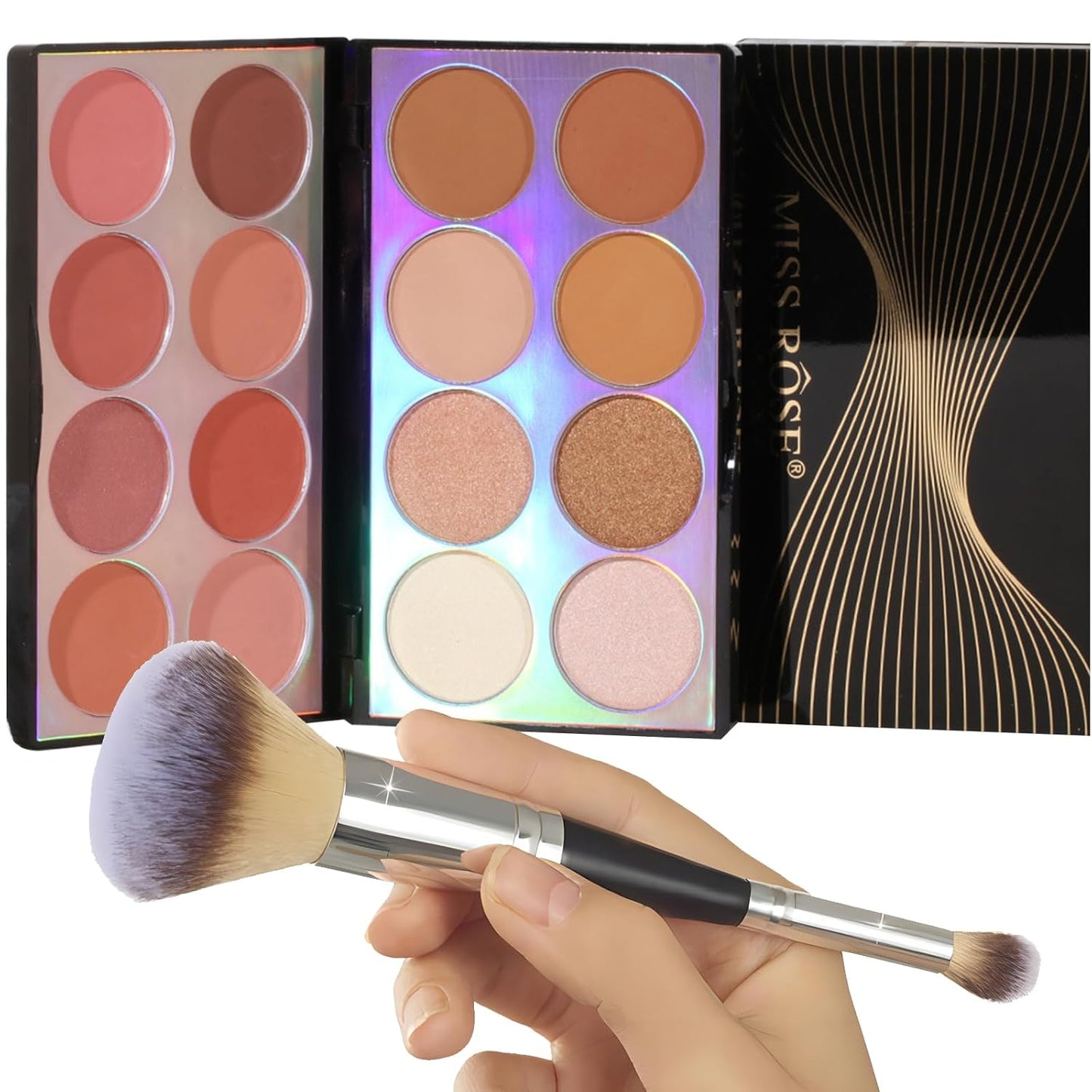 Blusher Contour Highlighter Makeup Palette, 16 Color All-in-One Matte- Bronzer Facial lluminator Palette with Makeup Brush, Long Lasting and Soft Powder, Pro Makeup Powder Kit