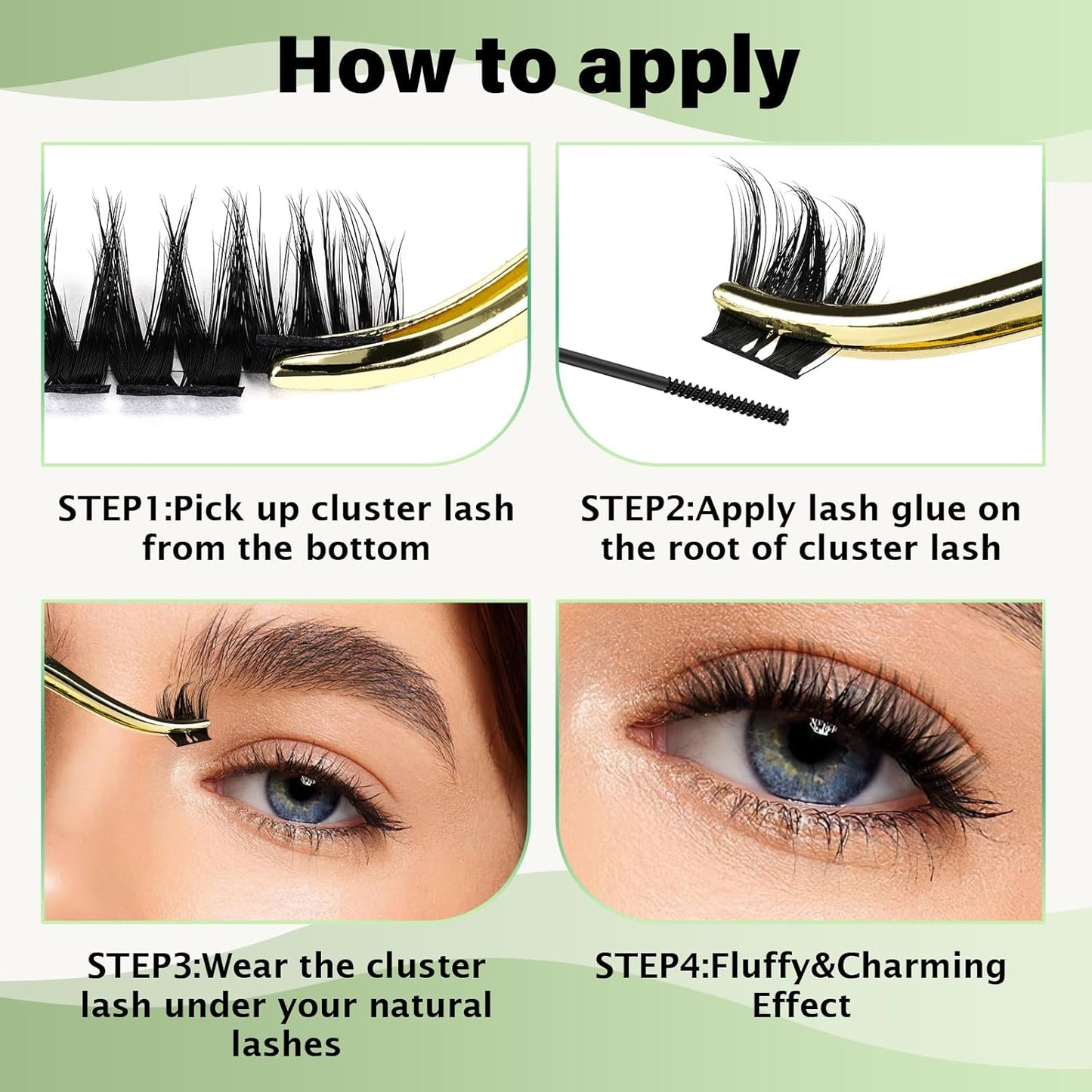 Lash Clusters,96 Pcs Cluster Lashes Y10 D Curl 8-18MIX DIY Lash Extensions Eyelash Clusters,KEYYOU Volume Wispy Individual Lashes Soft&Comfortable Easy DIY at Home(Y10,D-8-18MIX)