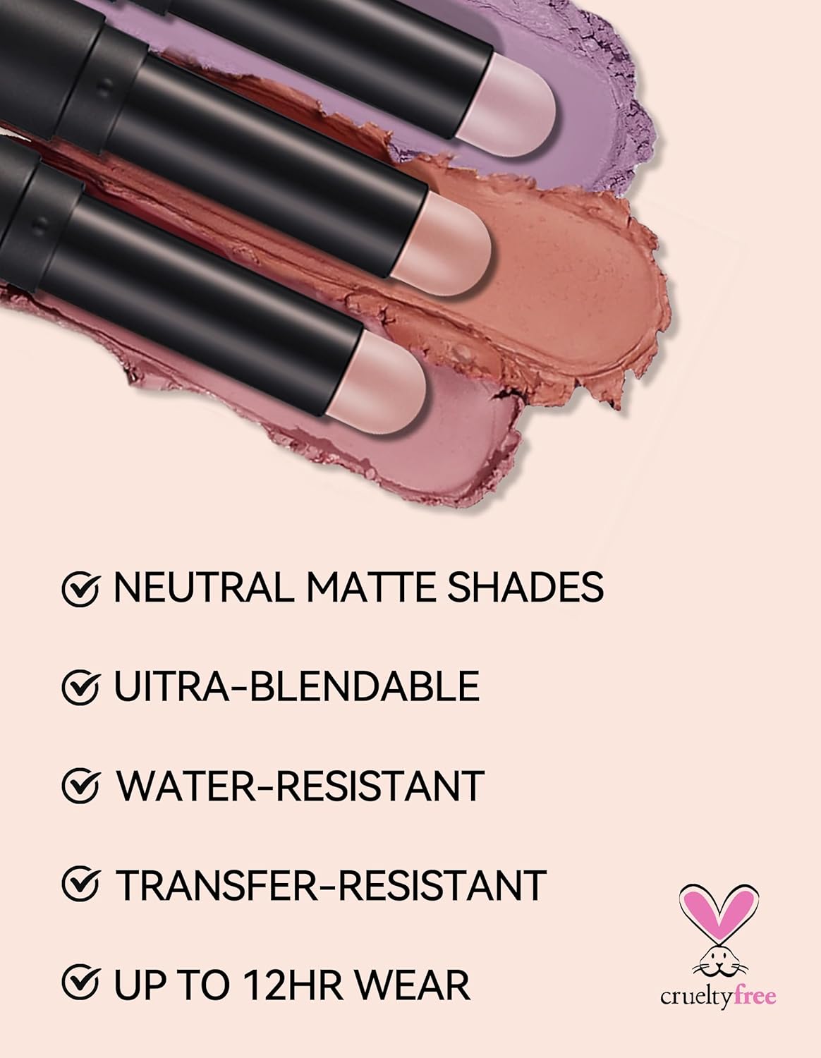 Erinde Waterproof Cream Eyeshadow Stick, Matte Nude Eye Shadow Sticks, Longwear Blendable High Pigmented, Neutral Eye Shadow Sticks Matte for Older Eyes, Smokey Eyeshadow Pencil Crayon, 21 Gray Brown