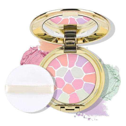 KYDA Color Correcting Setting Powder, Matte Finish, Correct Brightening Finishing Powder, Even Tone Correcting, Lasting Oil Control Pressed Powder