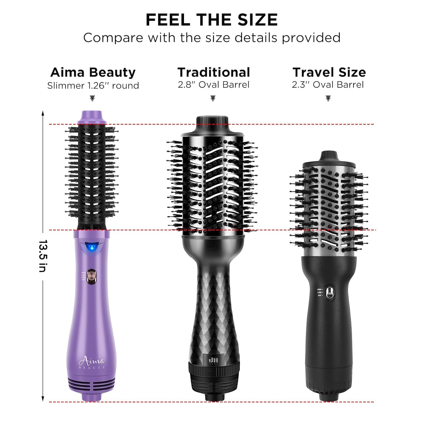Hot Air Brush, Aima Beauty Salon One-Step Hair Dryer and Volumizer, 4-in-1 Hair Dryer Brush, Hair Styling Tools, Purple-Round