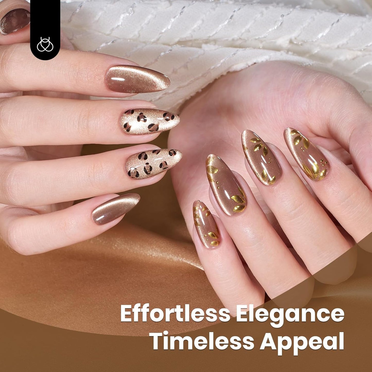 Beetles Brown Cat Eye Gel Nail Polish - Velvet Cinnamon Cat Eye Gel Polish, 15ML Fall Brown Mocha Mousse Magnetic Glitter Gel Polish with Magnet Soak Off UV French Nail Art Manicure Gift for Women