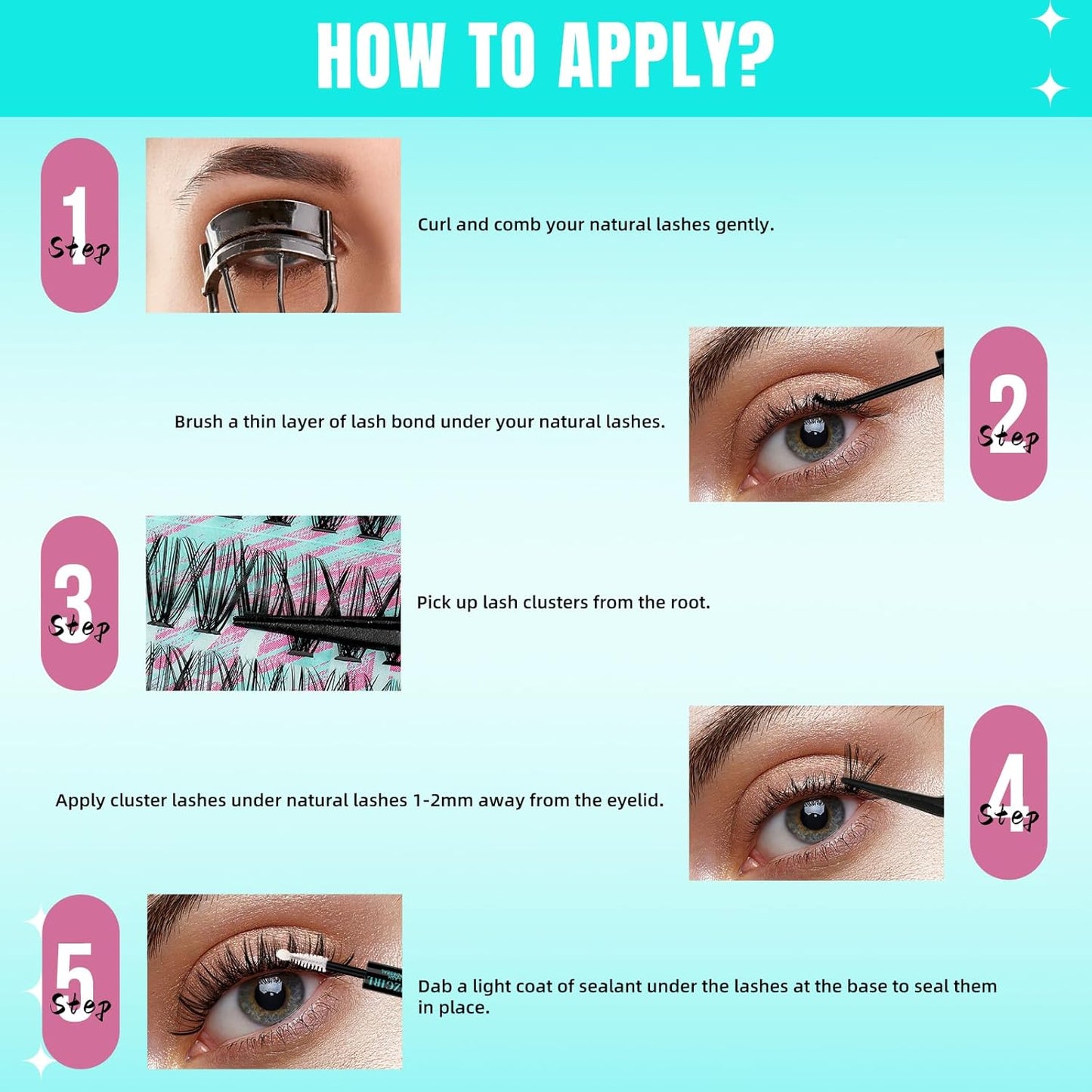 Lash Clusters Wispy 280PCS Eyelash Extension 80D Cluster Lashes Individual Lashes DIY Lash Extension Natural Look Cluster Eyelash Extensions Soft False Eyelashes at Home for Beginners(14mm)