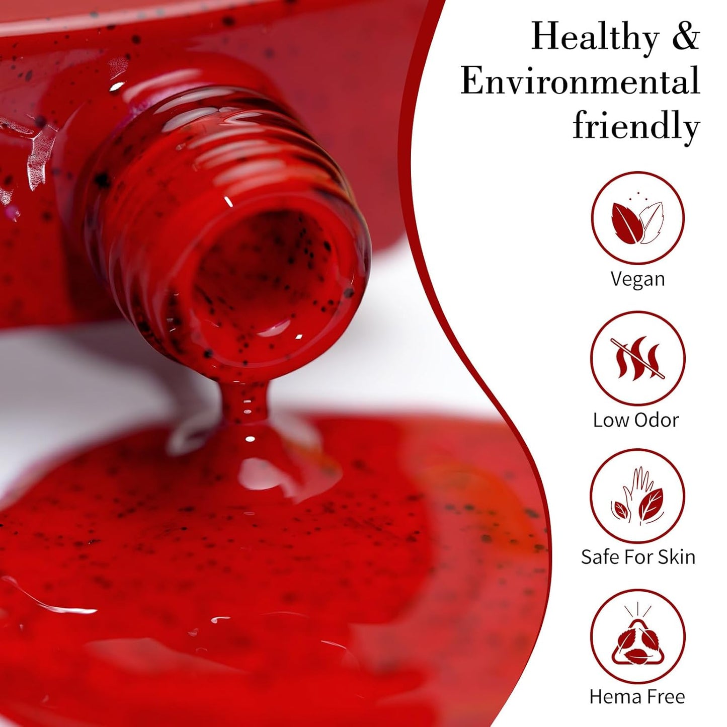 CANNI Wine Red Glitter Gel Polish – 9ML Sparkly Soak-Off UV/LED Gel Nail Polish for French Manicure, DIY or Salon Use