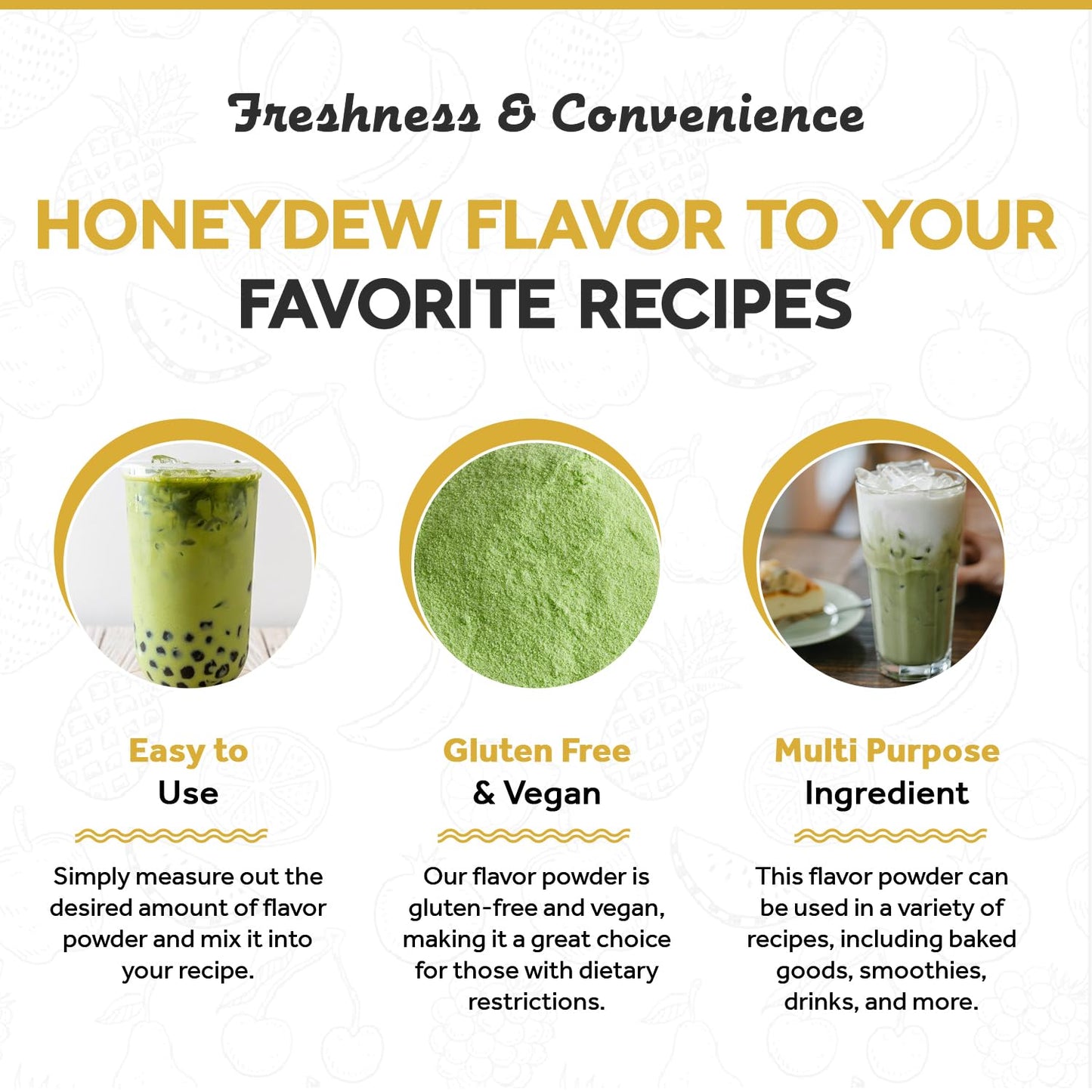 Fanale Premium Honeydew Bubble Tea Flavoring Powder | Perfect for Baking, Smoothies, Desserts and Drinks | Instant Flavoring Powder for Boba Milk Tea - 2.2 Pounds (Pack of 20).