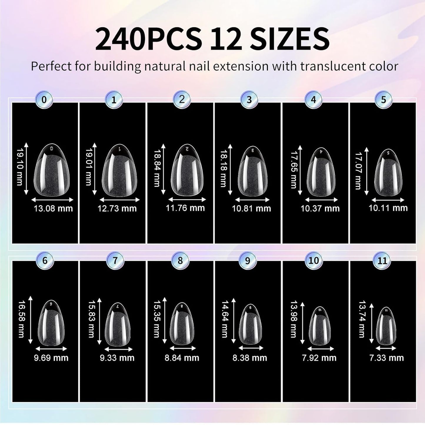Almond Nail Tips Extra Short Soft Gel Nail Tips 240Pcs Short Almond Shaped Full Cover Nails Tips Half Matte Gelly Press on Fake Nails Tip for Acrylic Nail Tip Extension Home DIY & Salon Nails 12 Sizes