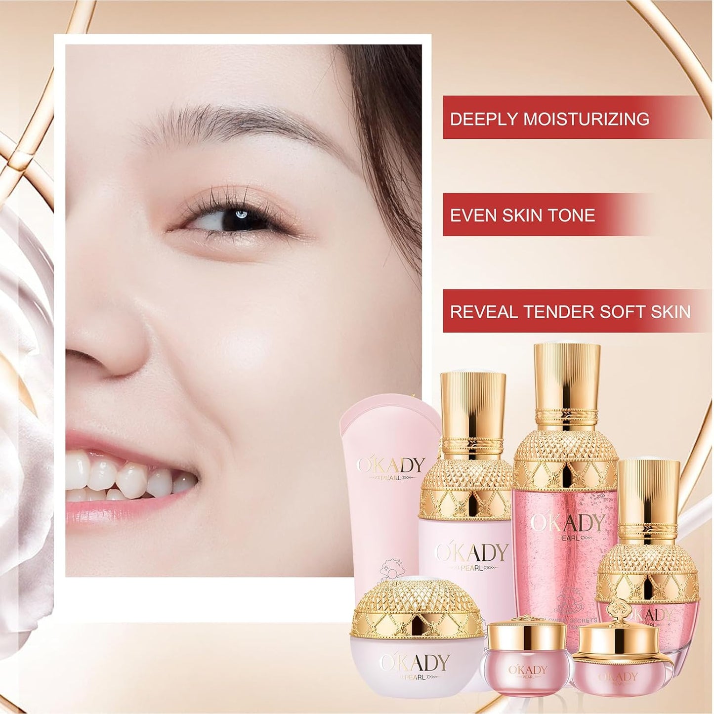 FLOWER SECRET PURE PEARL LADY SKIN CARE SET (FLOWER SECRET Seven-piece set)