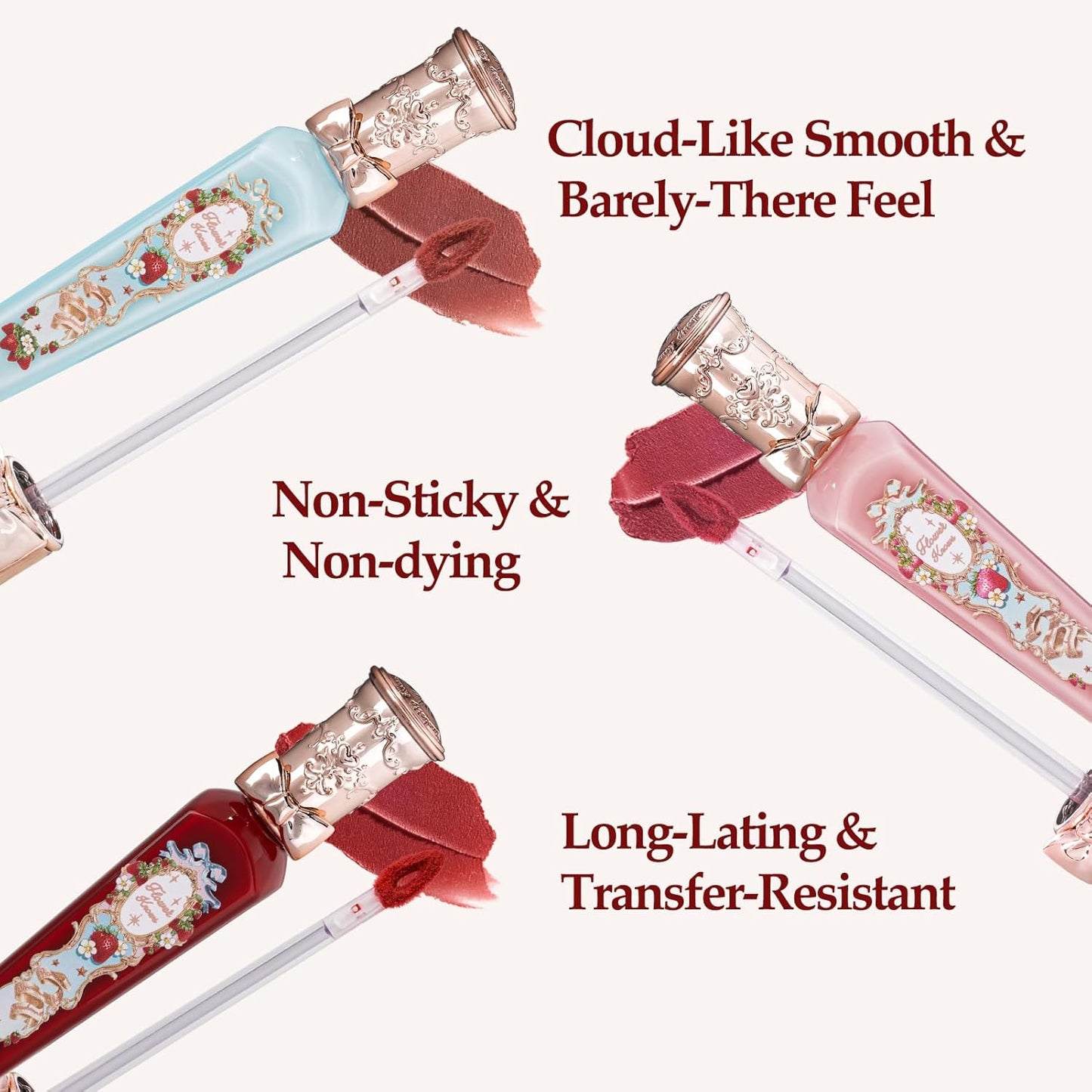 Flower Knows Strawberry Rococo Cloud Lip Cream,Velvety Matte Liquid Lipstick,Pink Lipstick,Long Lasting Lip Stain,Kiss-proof Blurred Lipstick for Girls&Women,0.12 Fl Oz(S06 Tea Break)