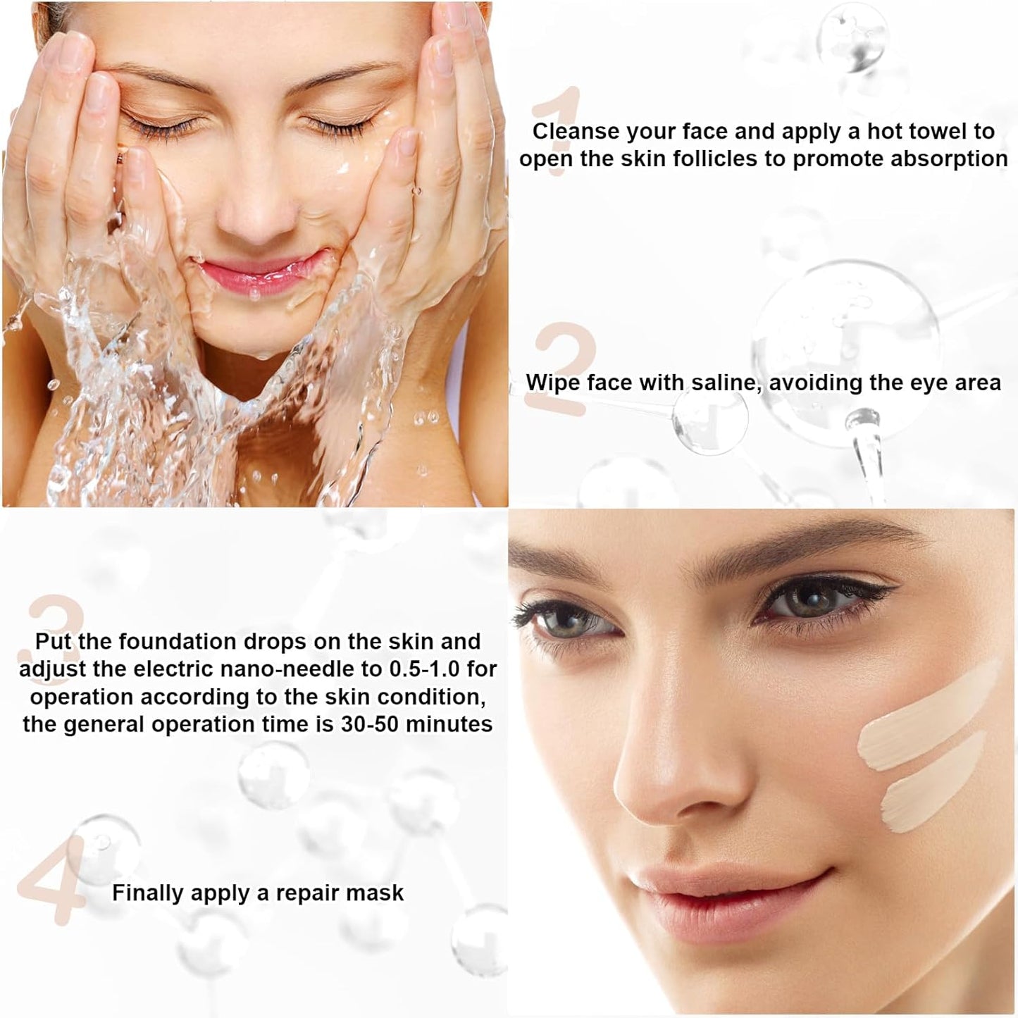 BB Facial Glow Serum Starter Kit Hyaluronic Acid Essence Foundation Skin Care Kit 0.27oz 12 Vials, Combined With Niacinamide and Peptides To Brighten Skin Tone Anti-Aging Foundation Light Rose