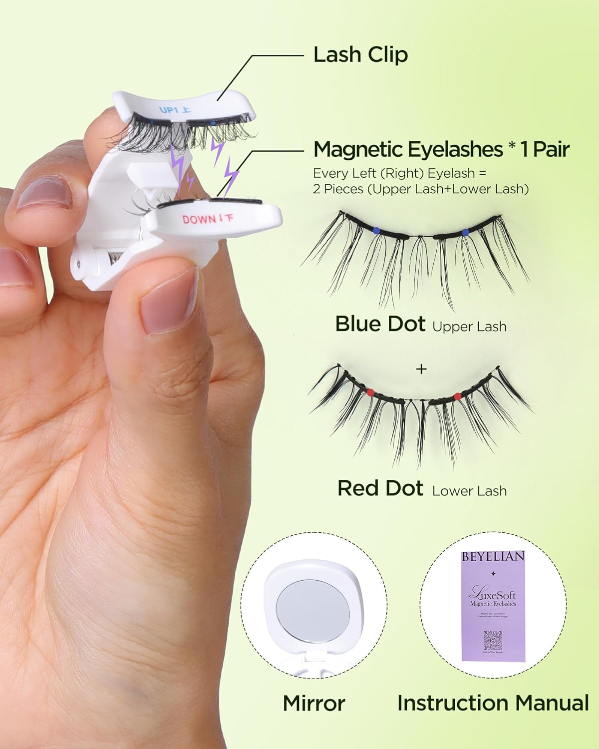BEYELIAN Magnetic Eyelashes with Applicator Kit, Upgrade Soft Magnetic Lashes Reusable False Lashes Natural Look, No Glue Needed for Eye MAC-13 (Lightweight & Comfortable)
