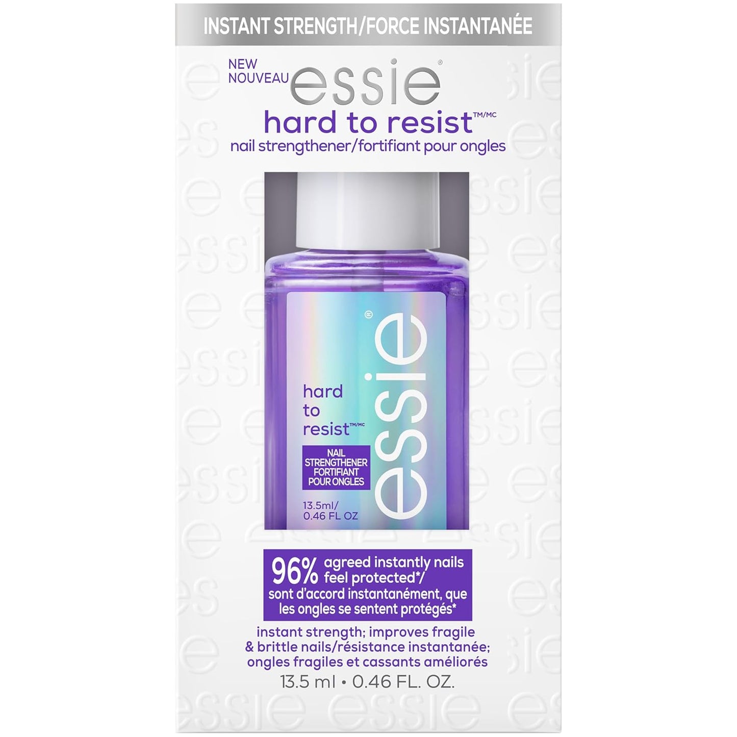 essie Nail Care, 8-Free Vegan, Hard To Resist Nail Strengthener, Neutralize & Brighten, violet, 0.46 fl oz