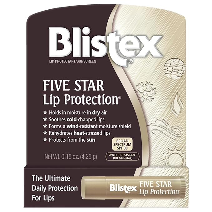Blistex Medicated Lip Balm, 0.15 Ounce, 3 Count (Pack of 1) Prevent Dryness & Chapping, SPF 15 & Five Star Lip Protection Balm, 0.15 Ounce – Wind & Water-Resistant Lip Care