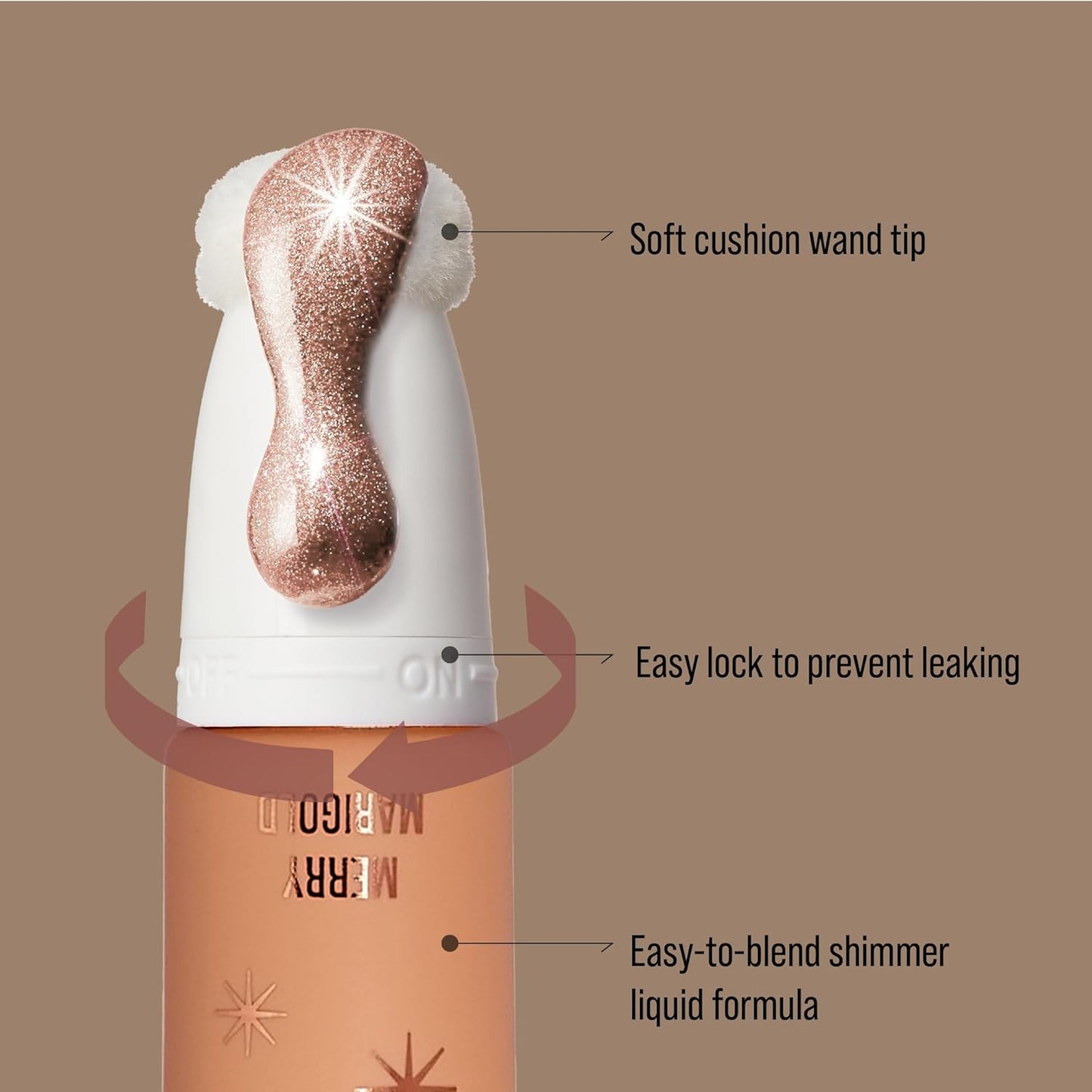 Kiss New York Professional Pearl Liquid Highlighter Beauty Wand, Radiant Glow for Cheek Eye & Lip, Non-Greasy Hydration Lightweight with Sponge-Tip Applicator (Merry Marigold)