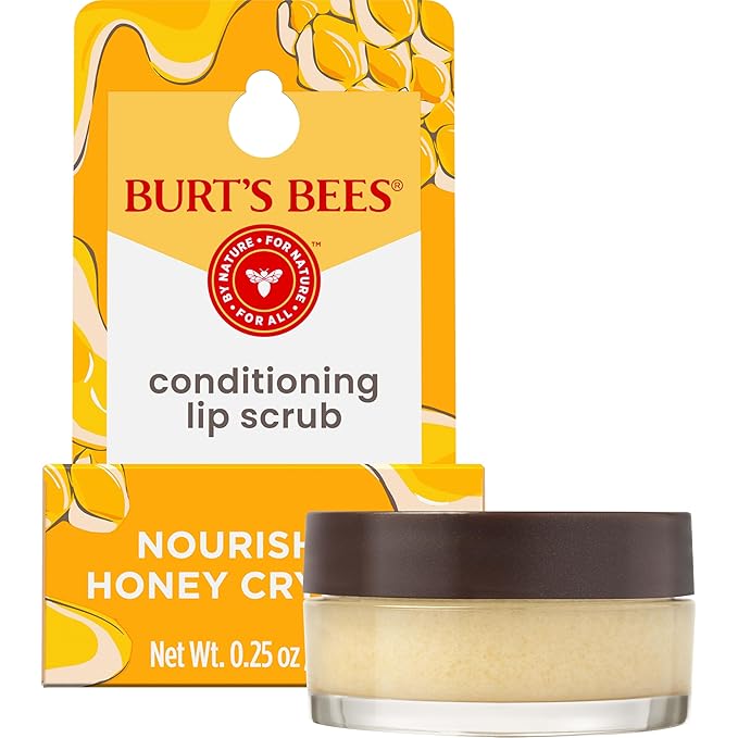 Burt's Bees Conditioning Honey Lip Scrub, Exfoliates & Conditions Dry Lips, with Honey Crystals, Use with Overnight Intense Lip Treatment, Natural Origin Lip Care, 0.25 oz.