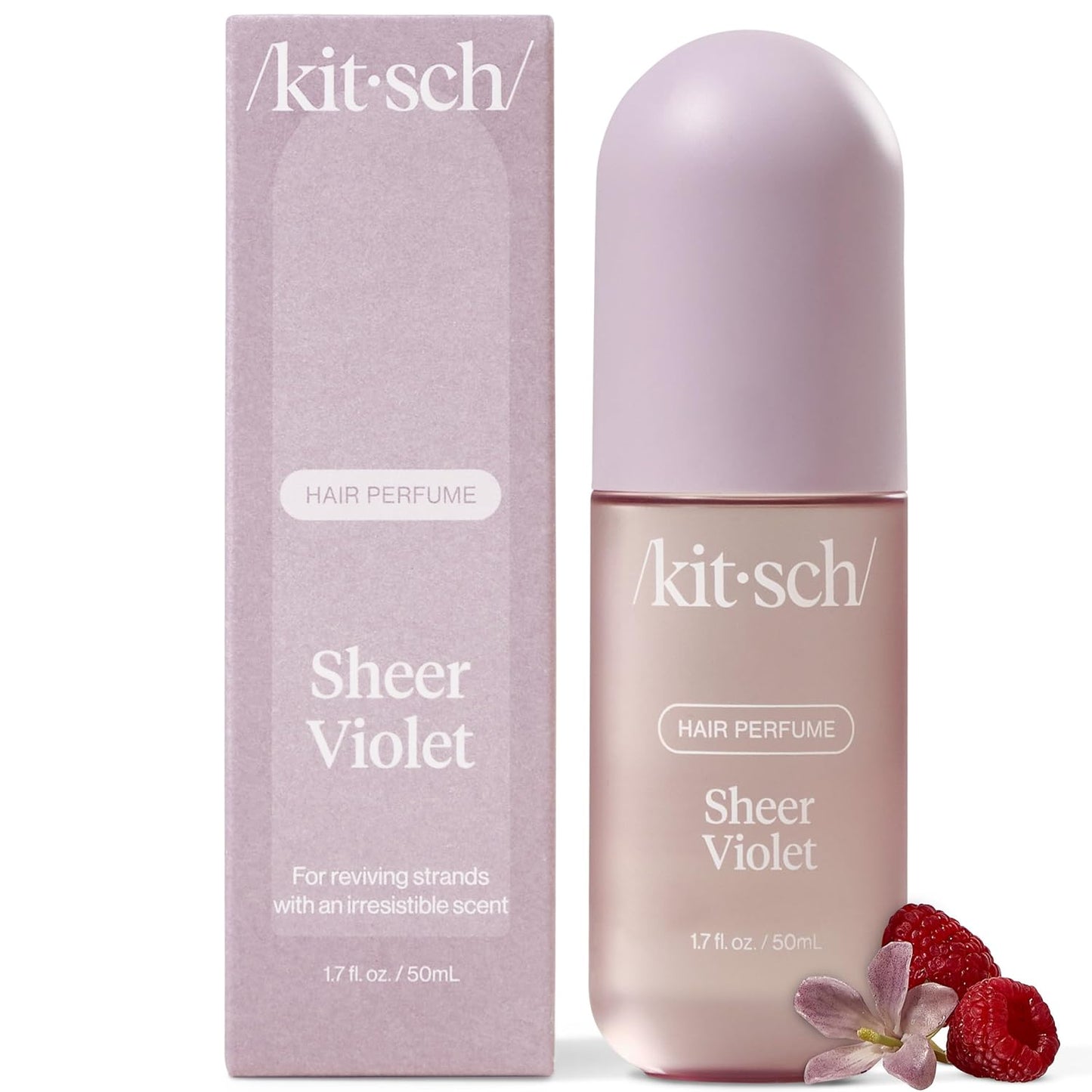 Kitsch Hair Perfume for Women - Sheer Violet | Clean, Deodorizing & Patented Odor-Eliminating Technology Hair Spray & Body Mist - Freshen Hair, Body & Pillows - Raspberry, Soft Musk Scent - 50mL