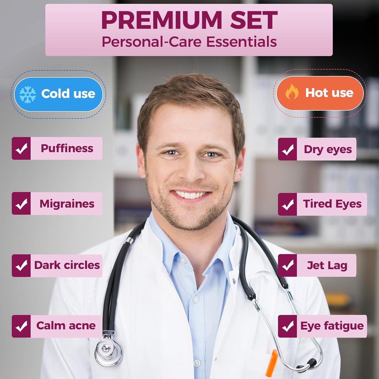 Cooling Eye Mask Ice Face Mask - Gel Beads Hot Cold Compress Reusable Ice Face Eye Mask, Under Eye Patches & Ice Pack Set, Cold Eye Mask for Sleeping Dark Circles Puffiness Dry Eye Headache (Rose Red)