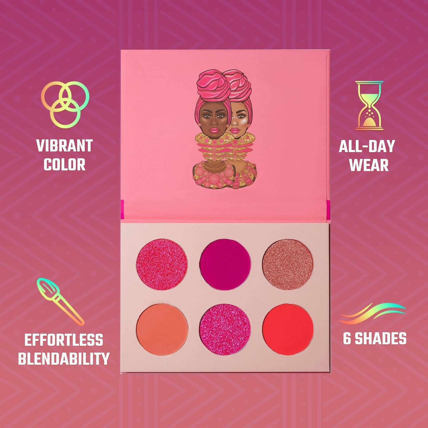 Juvia's Place Palette The Sweet Pinks - Deep Fuchsia, Soft & Sweet Pink, Shades of 6, Pressed Pigments Palette, Professional Makeup, Pigmented Pan Palette, Makeup Palette for Color & Shine