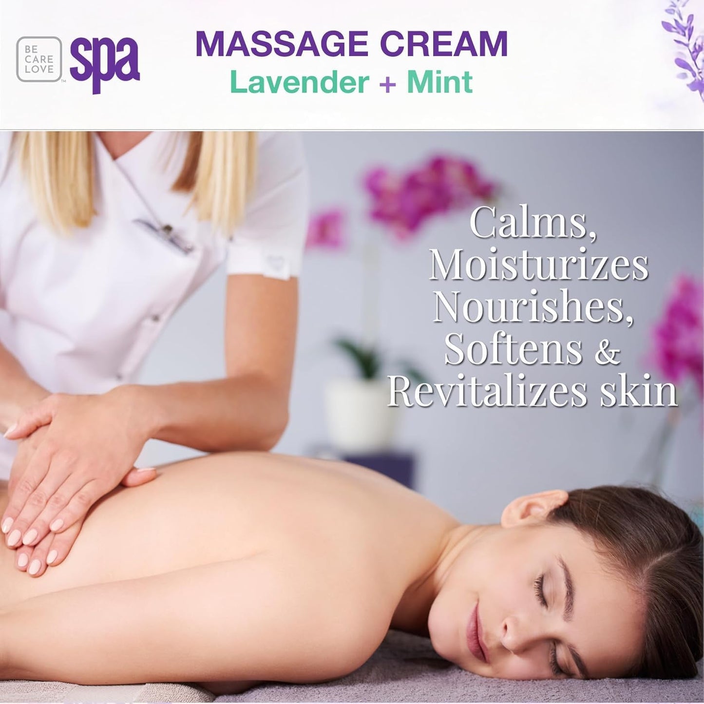 BCL SPA Massage Cream - Body Lotion & Body Cream with Organic Lavender + Mint, Shea Butter, Kelp, Arnica, Aloe Vera, Argan and Jojoba Oils - Calm, Moisturize and Soothe skin. Home/Pro Use 16 fl oz