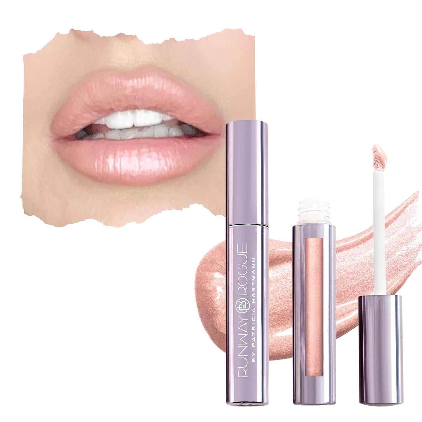 Runway Rogue LuxGloss Lip Gloss, High-Pigment Shimmery Pale-Nude Lip Gloss, ‘Photo Filter’
